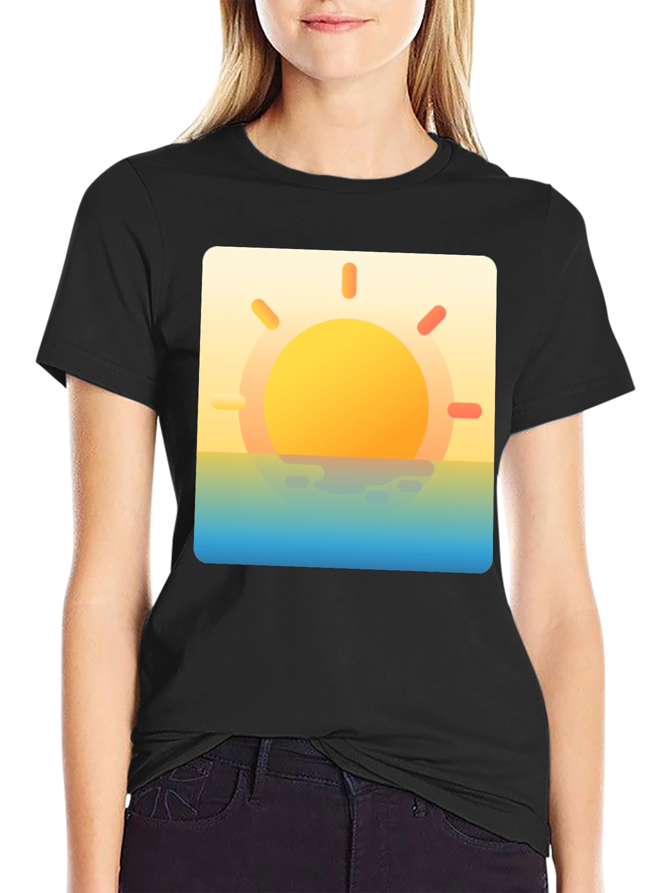 Sunset Graphic Tee - Black Casual T-Shirt
