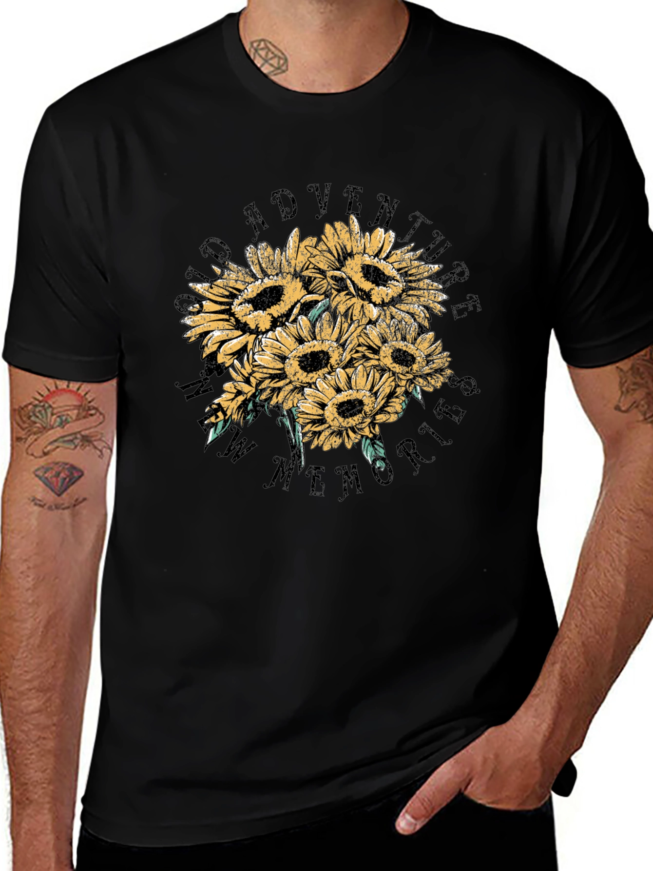 Sunflower Adventure Graphic Tee - Black