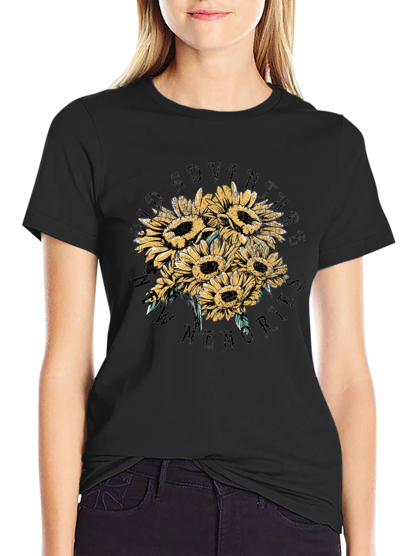 Sunflower Adventure Graphic Tee - Black
