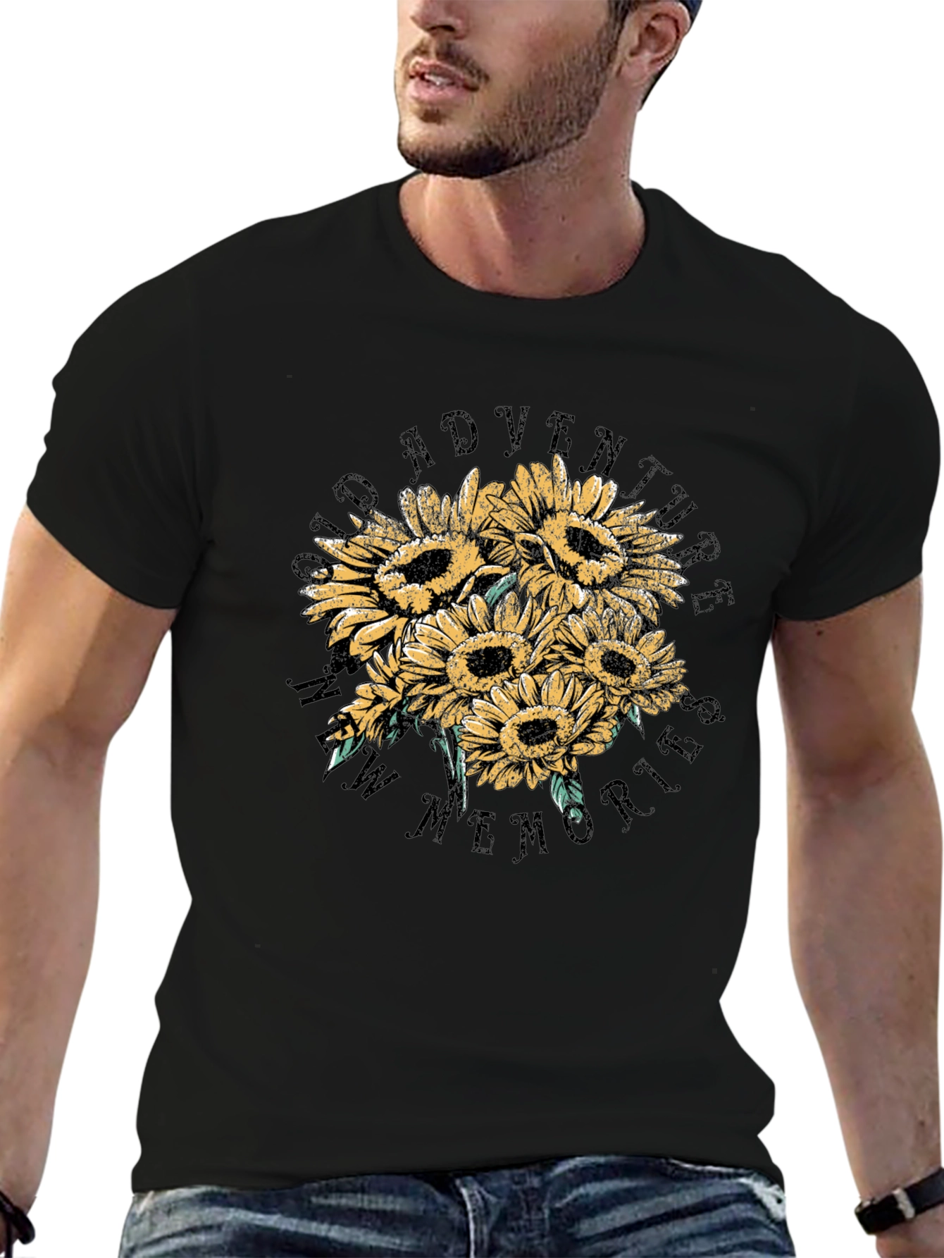 Sunflower Adventure Graphic Tee - Black