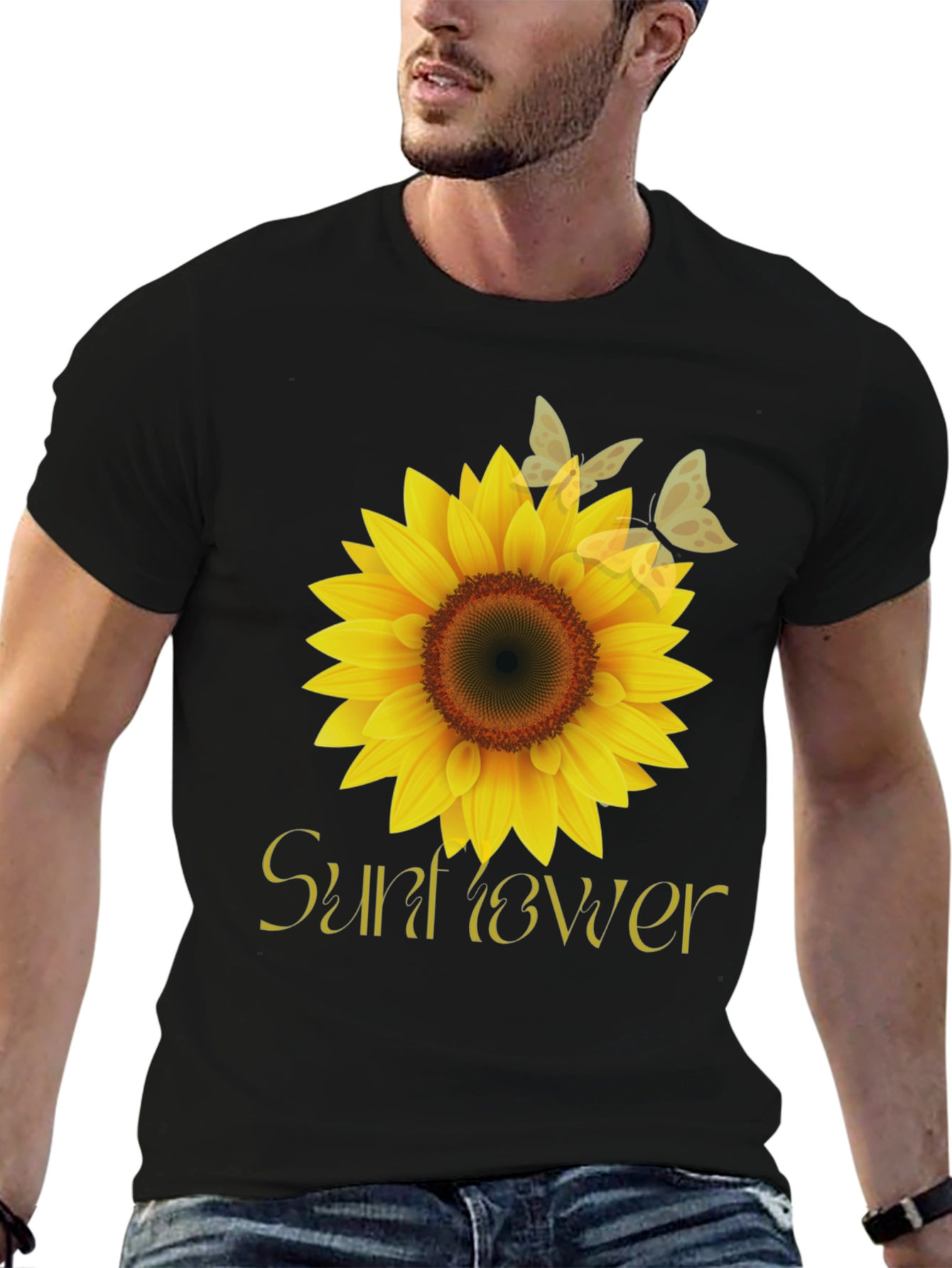 Sunflower Graphic Tee - Stylish Black T-Shirt