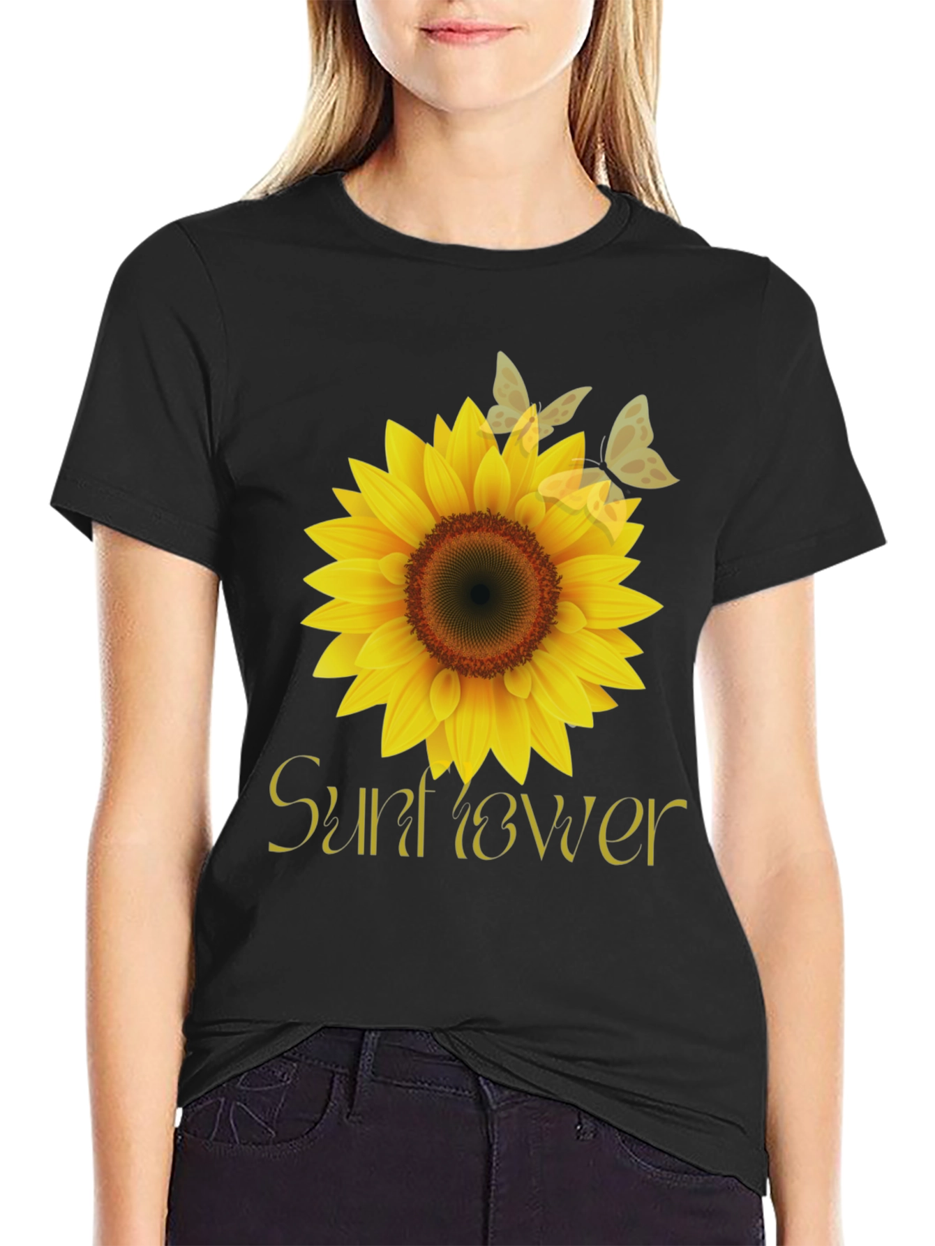 Sunflower Graphic Tee - Stylish Black T-Shirt