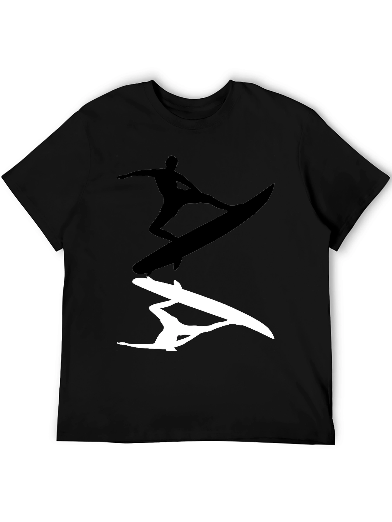 Surfer Silhouette Graphic Tee - Black Cotton Blend