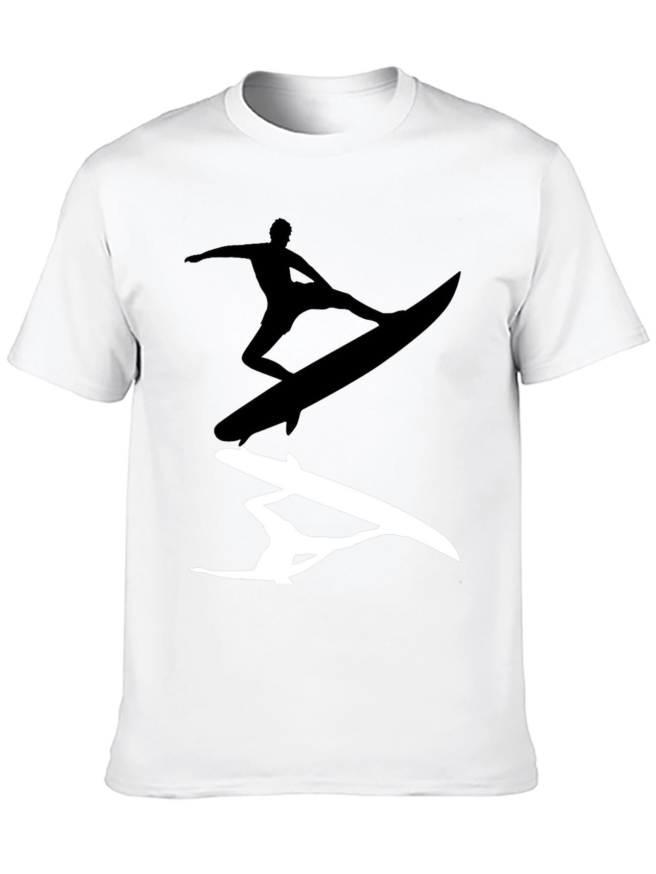 Surfer Silhouette Graphic Tee - Black Cotton Blend