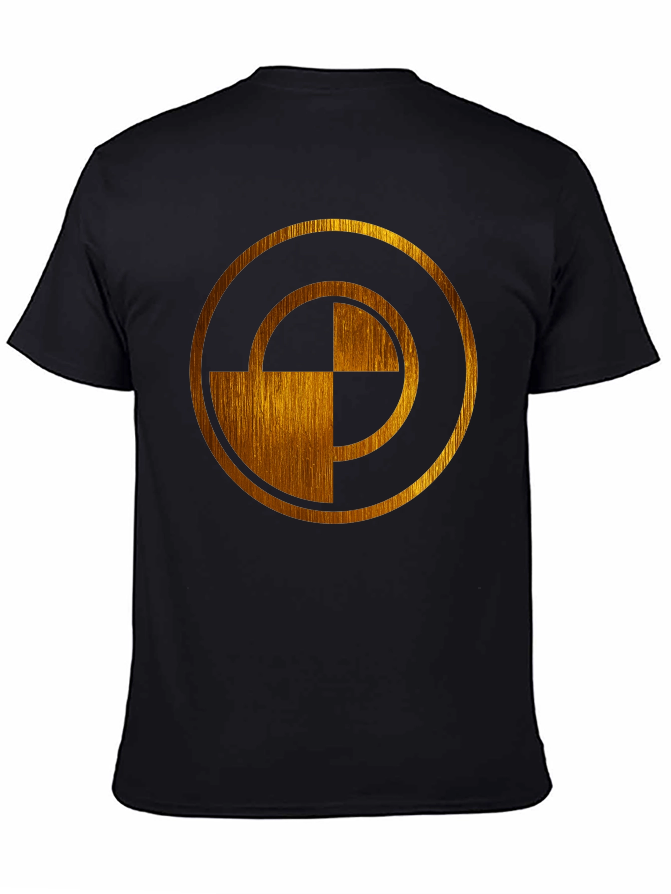 Abstract Gold Circle Design Black T-Shirt