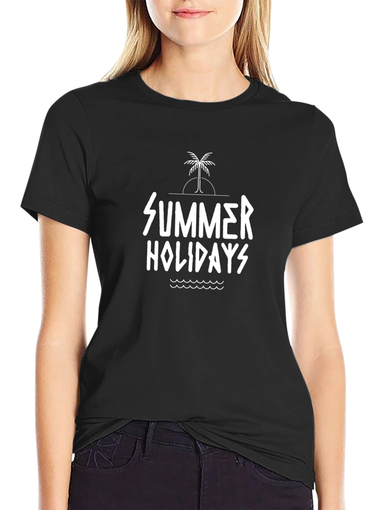 Summer Holidays Black T-Shirt