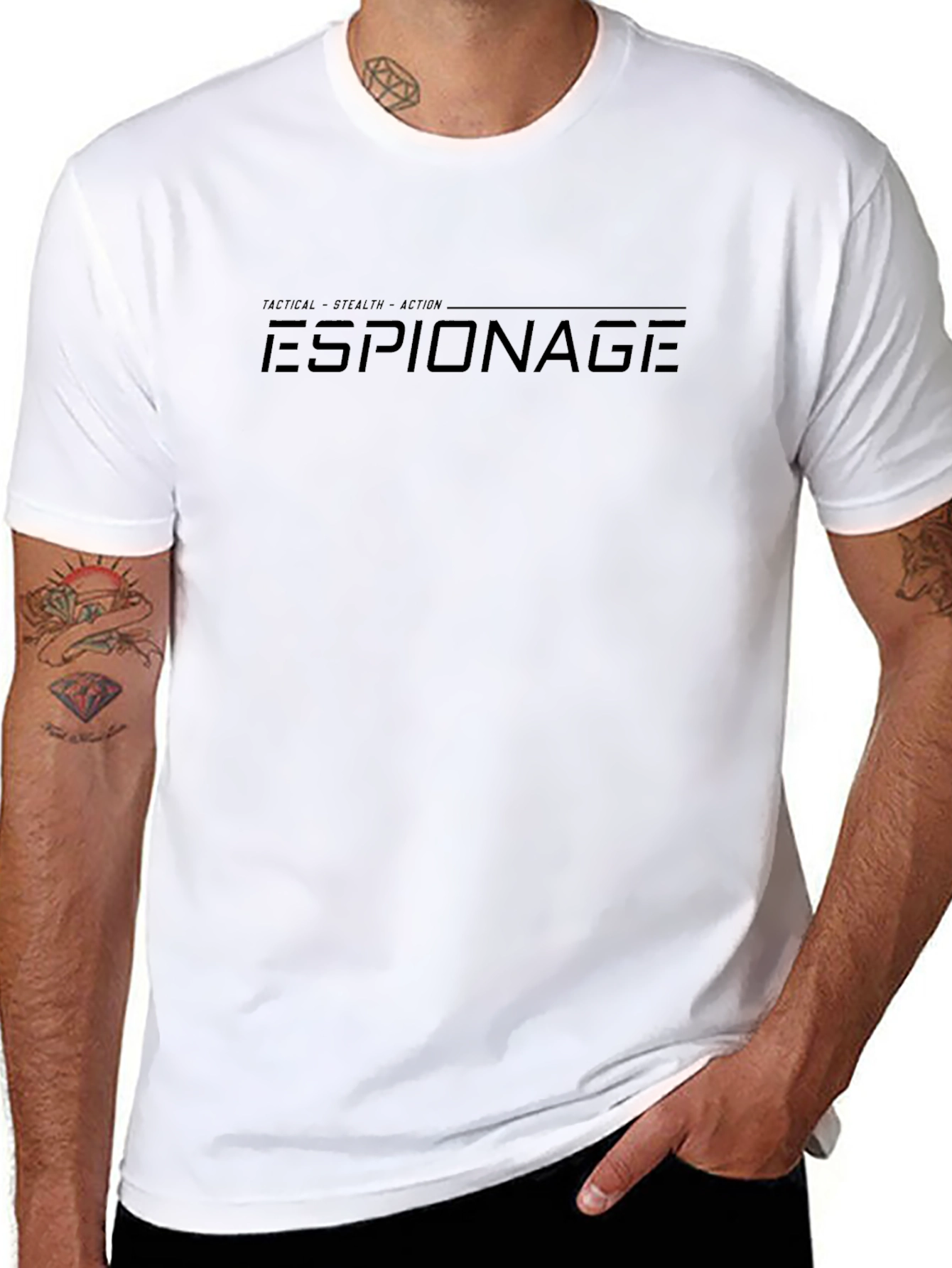 Tactical Espionage T-Shirt Stealth Action Black Crew Neck