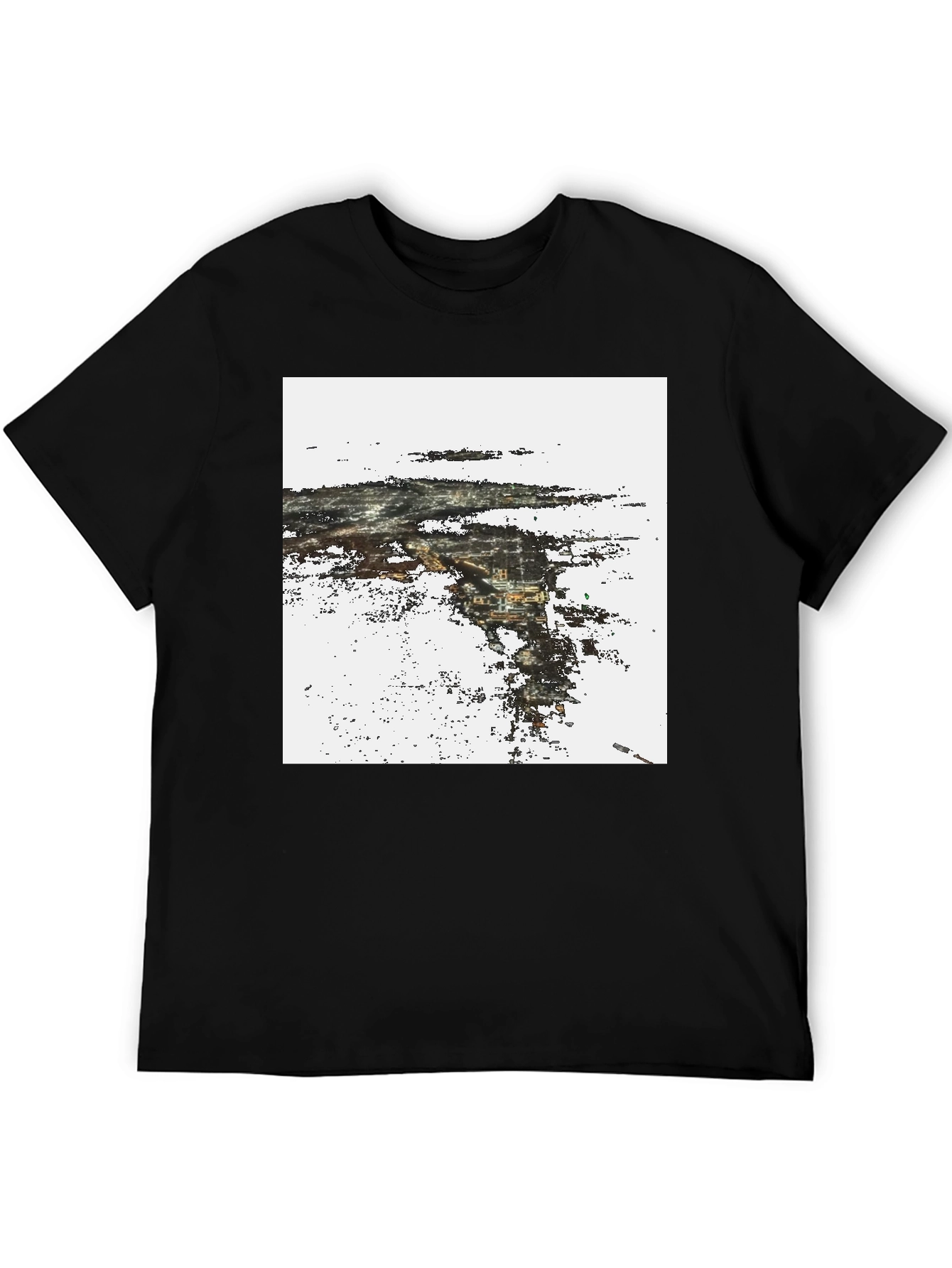 Abstract Cityscape Graphic Print Black T-Shirt