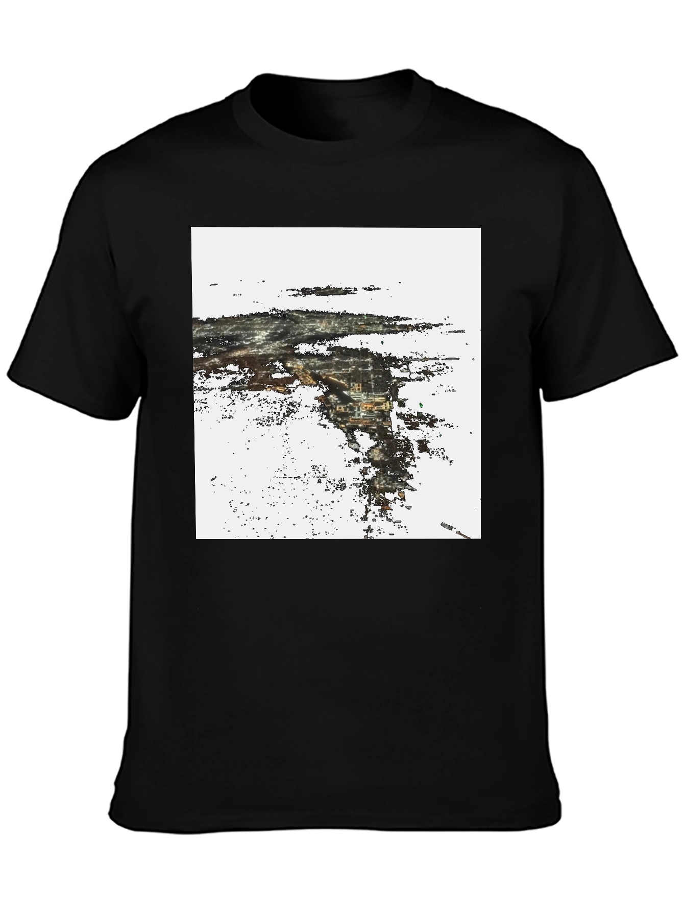 Abstract Cityscape Graphic Print Black T-Shirt