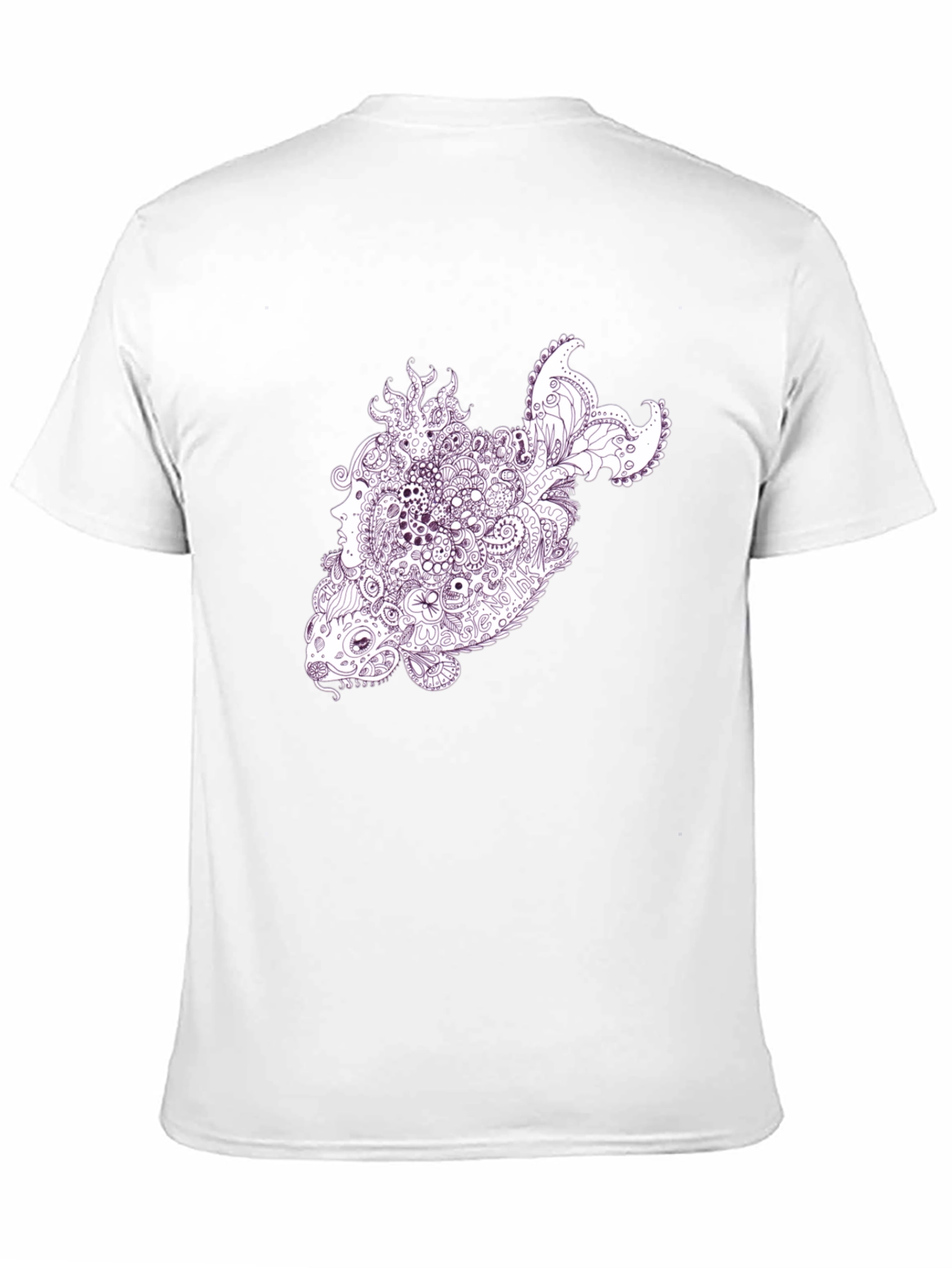 Abstract Fish Graphic T-Shirt - Black Crew Neck