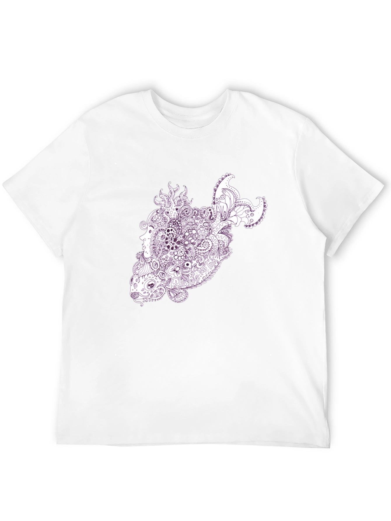Abstract Fish Graphic T-Shirt - Black Crew Neck