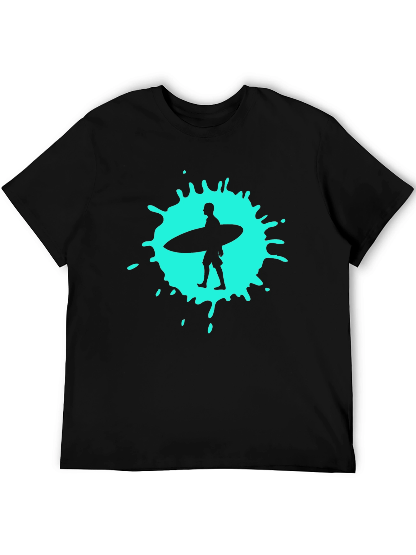 Surfer Splash Tee - Black Cotton T-Shirt