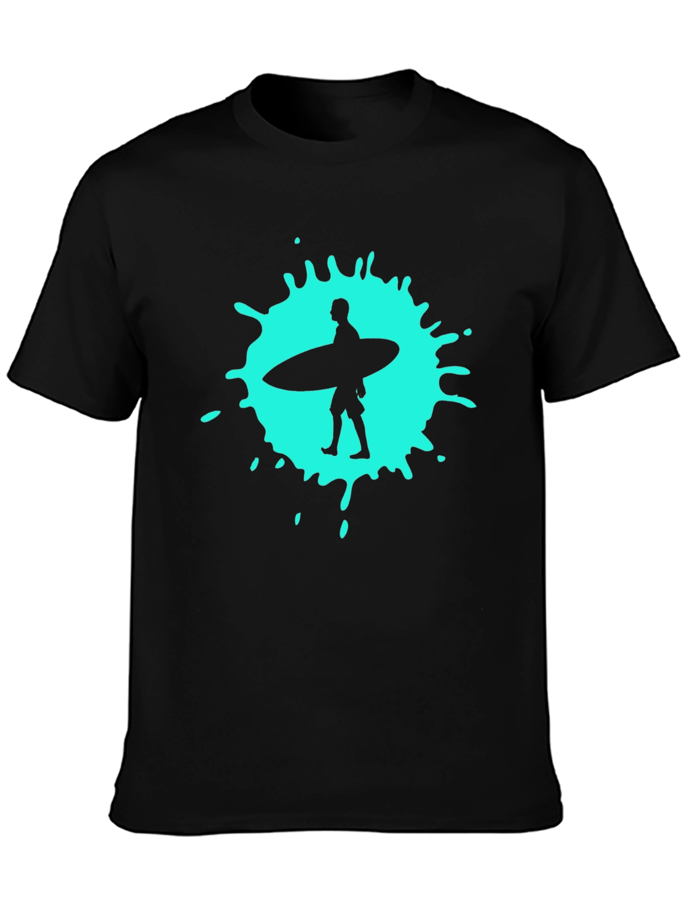 Surfer Splash Tee - Black Cotton T-Shirt