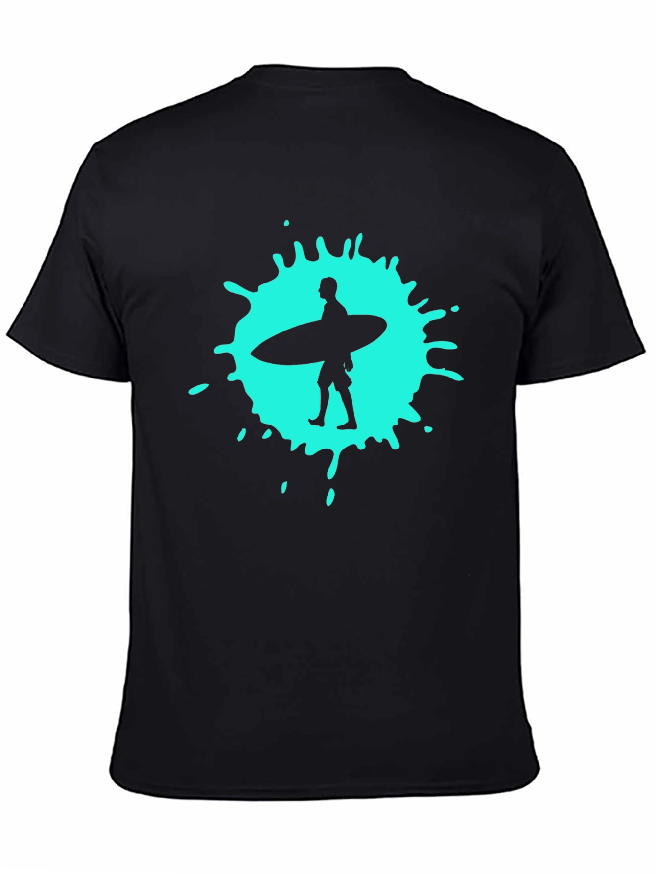 Surfer Splash Tee - Black Cotton T-Shirt