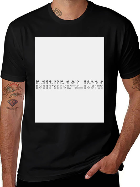 Abstract Black T-Shirt with White Panel