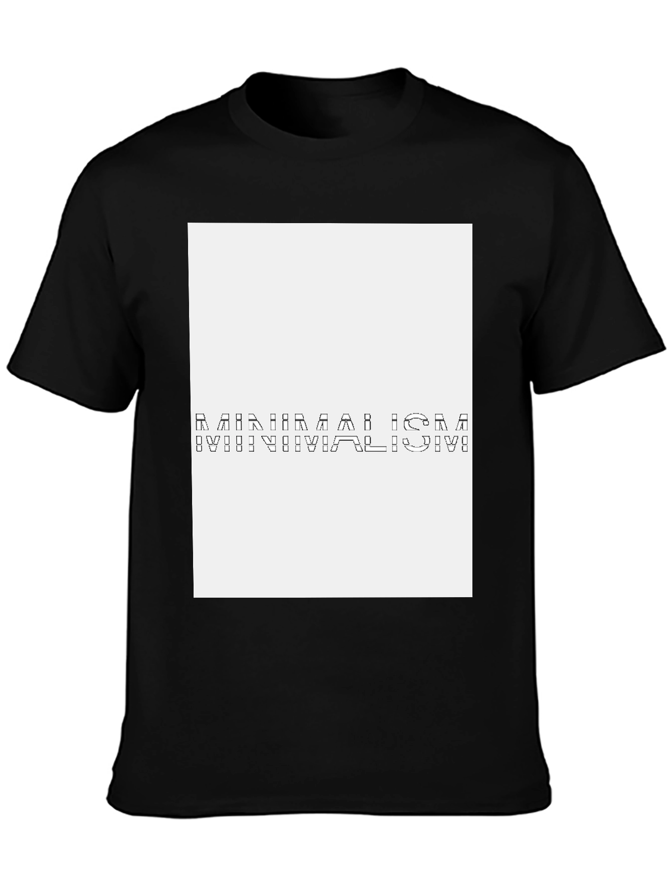 Abstract Black T-Shirt with White Panel