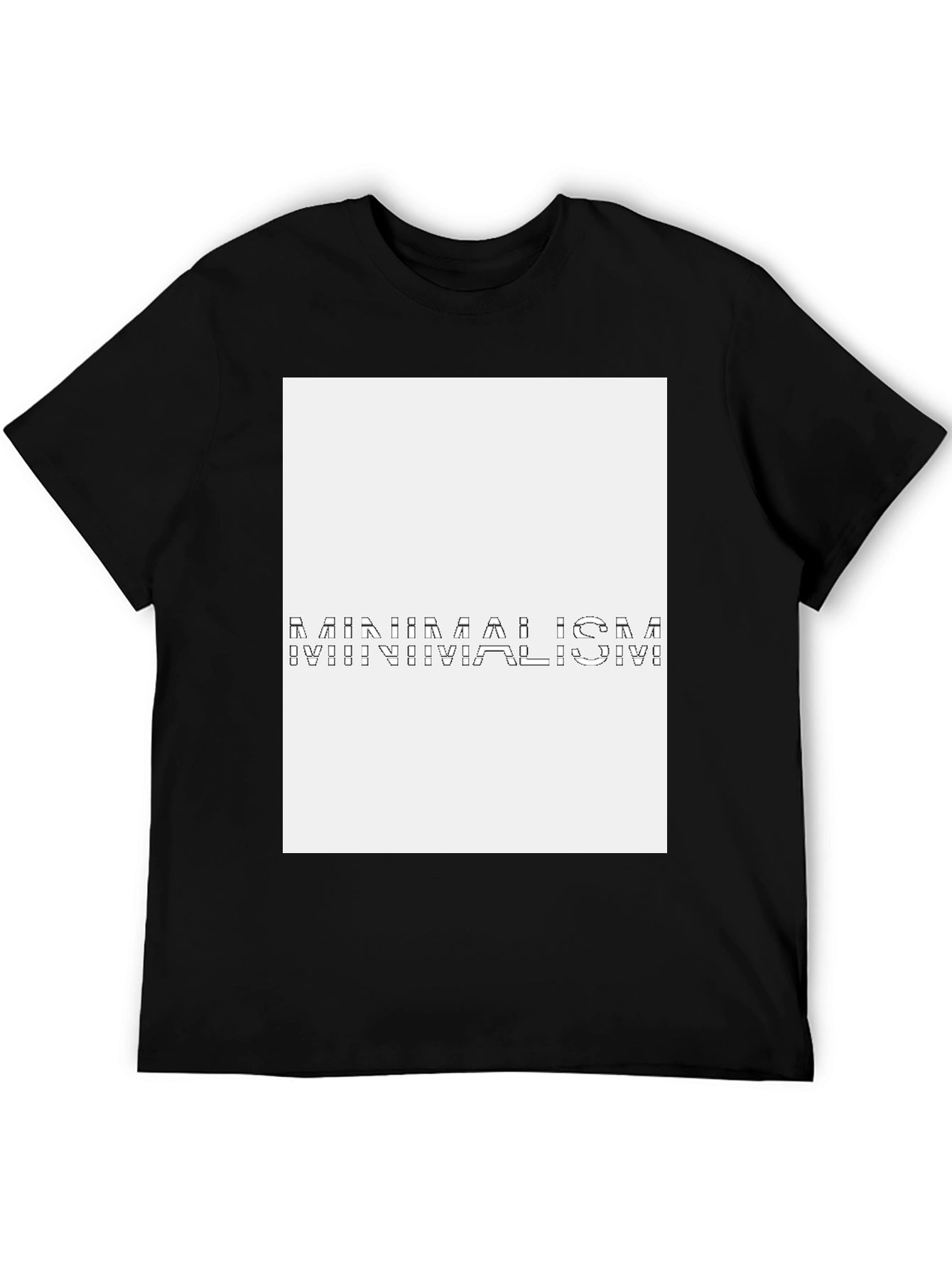 Abstract Black T-Shirt with White Panel