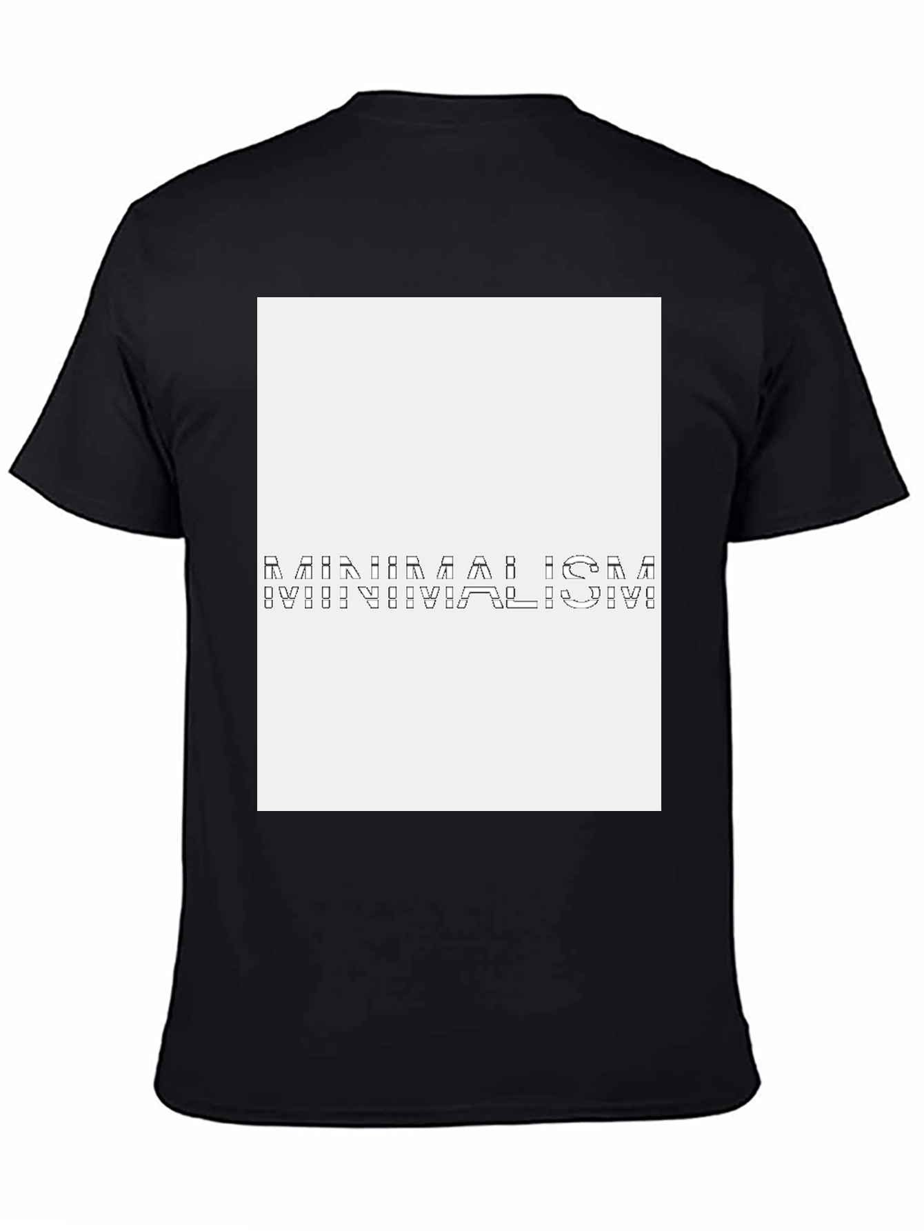 Abstract Black T-Shirt with White Panel