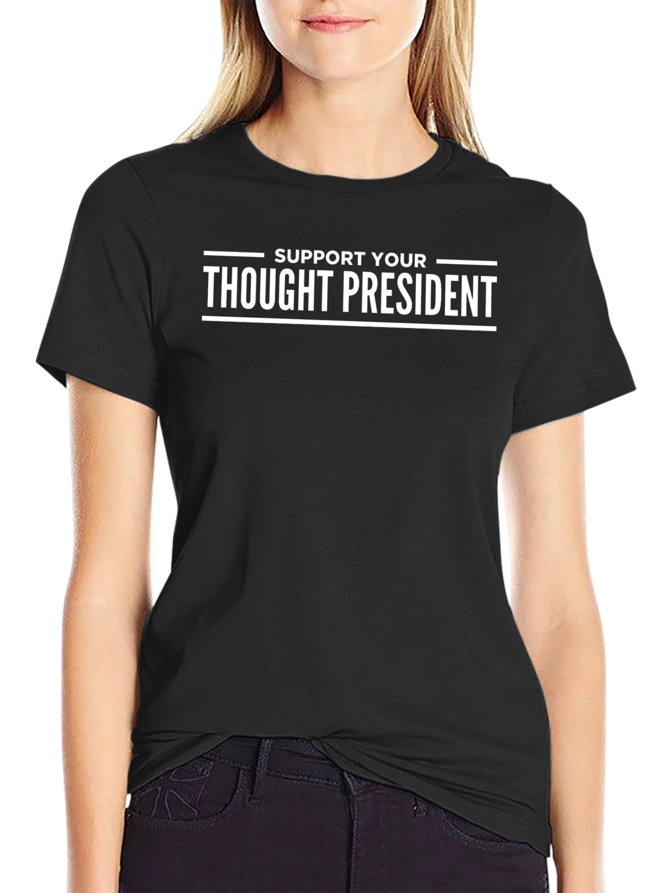 Support Your Thought President Black Graphic T-Shirt
