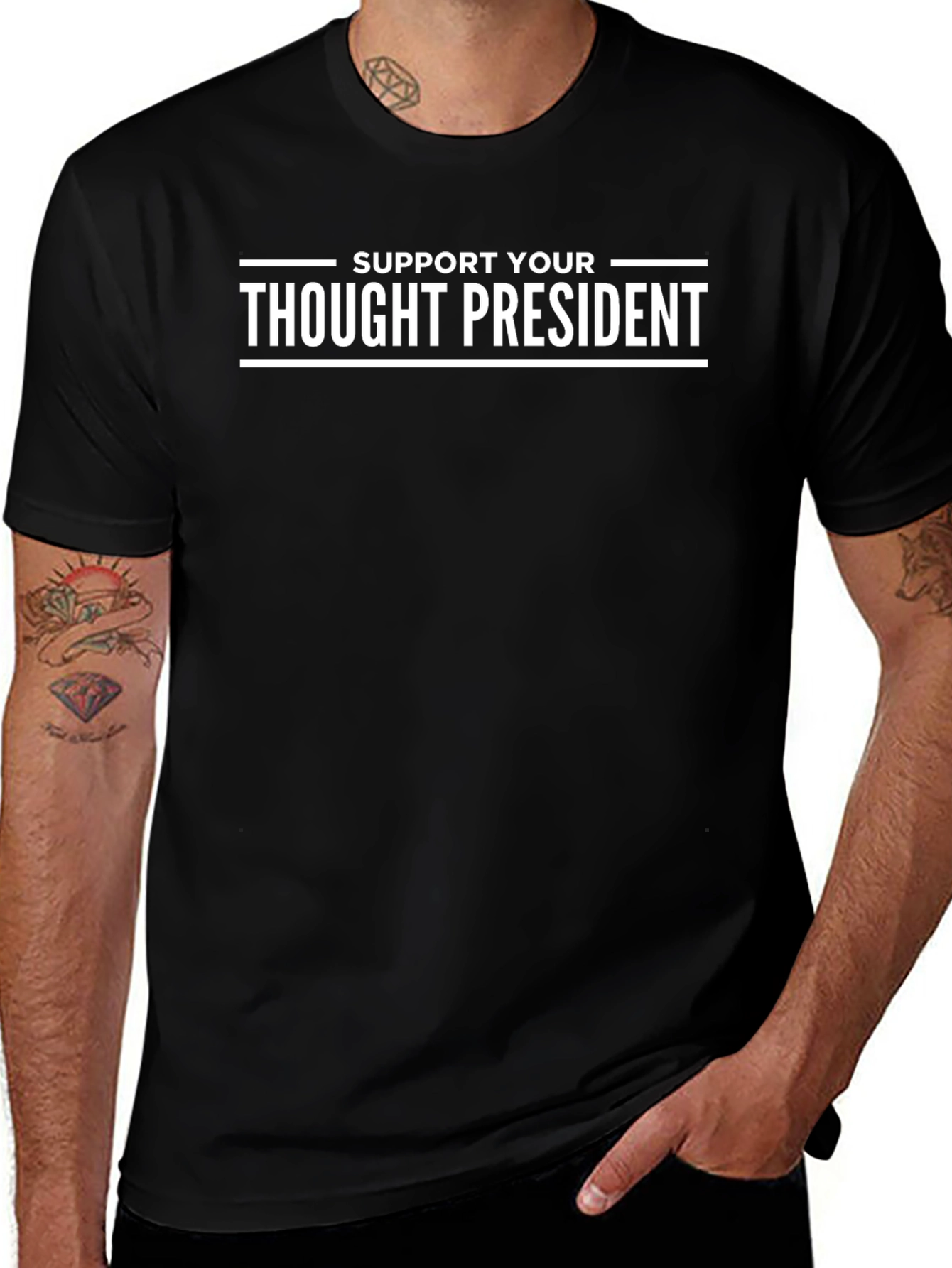 Support Your Thought President Black Graphic T-Shirt