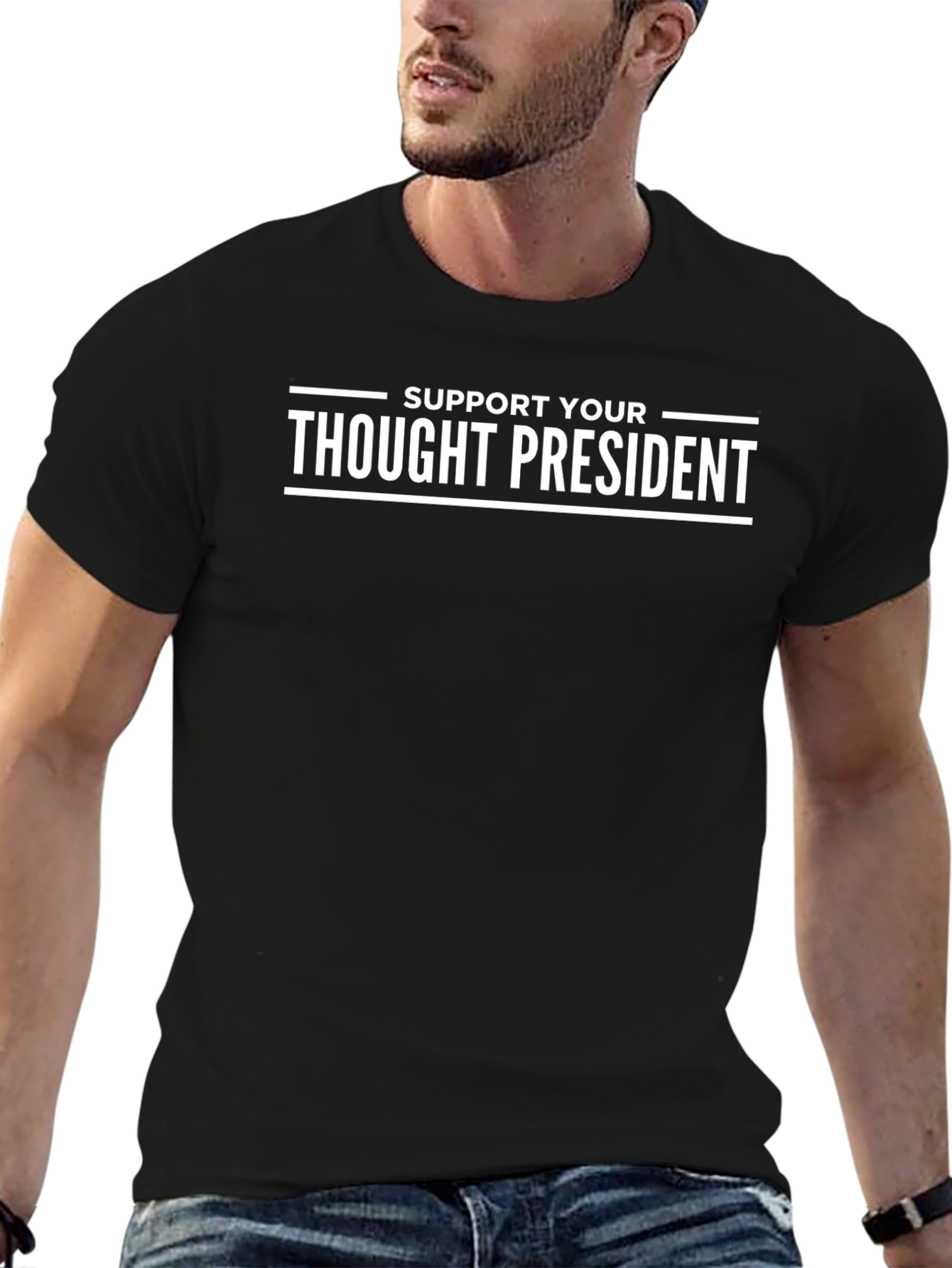 Support Your Thought President Black Graphic T-Shirt