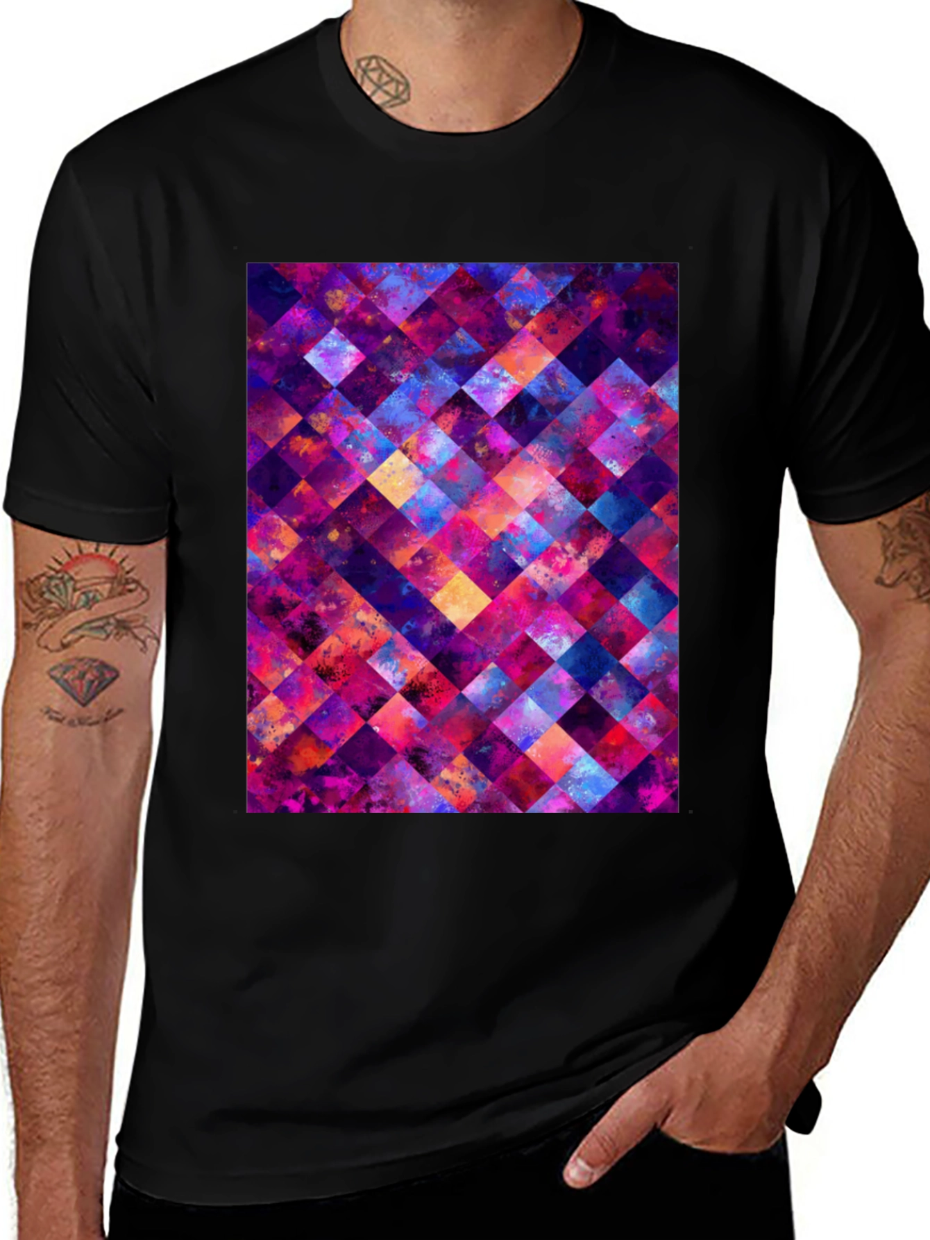 Abstract Geometric Squares Graphic T-Shirt