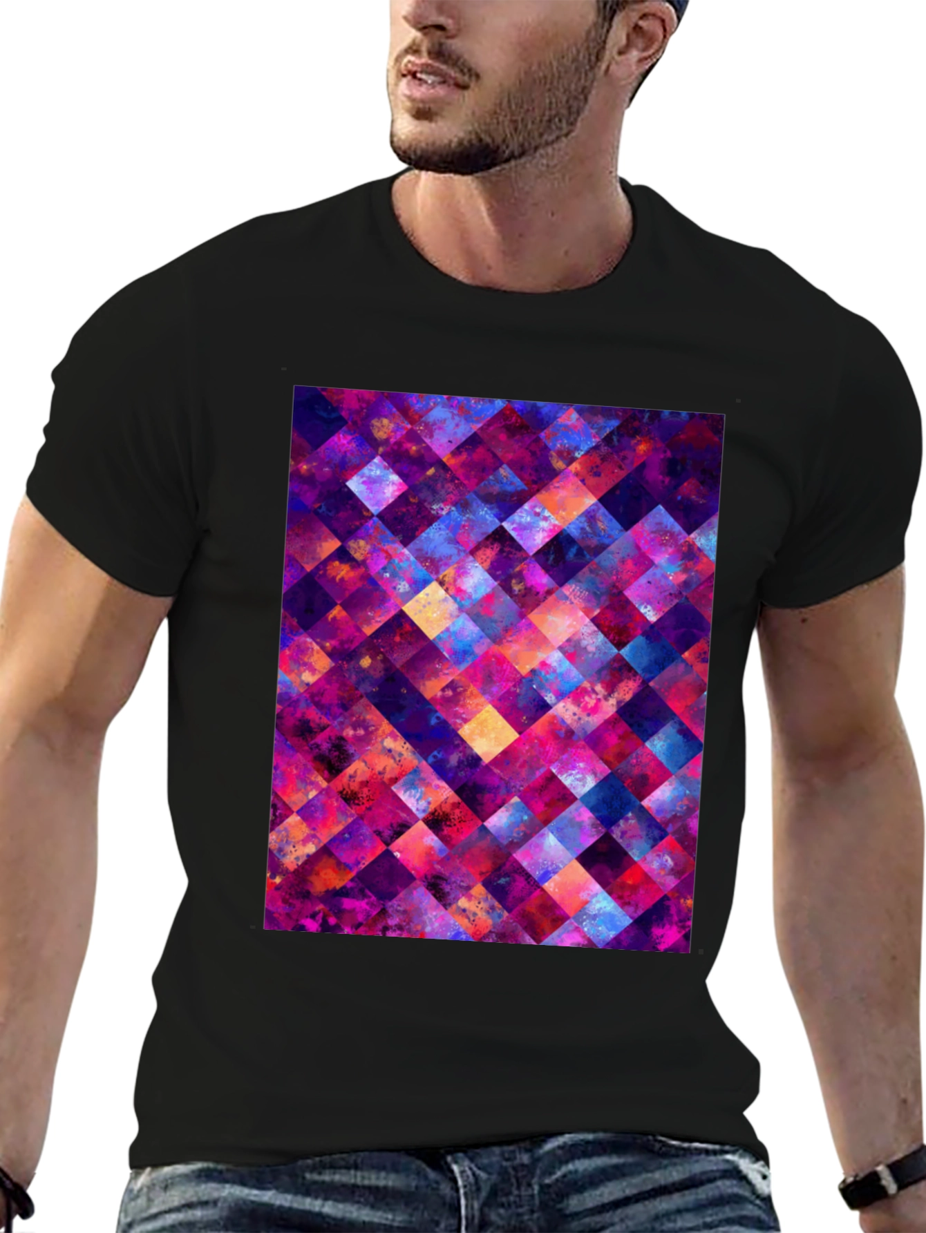 Abstract Geometric Squares Graphic T-Shirt