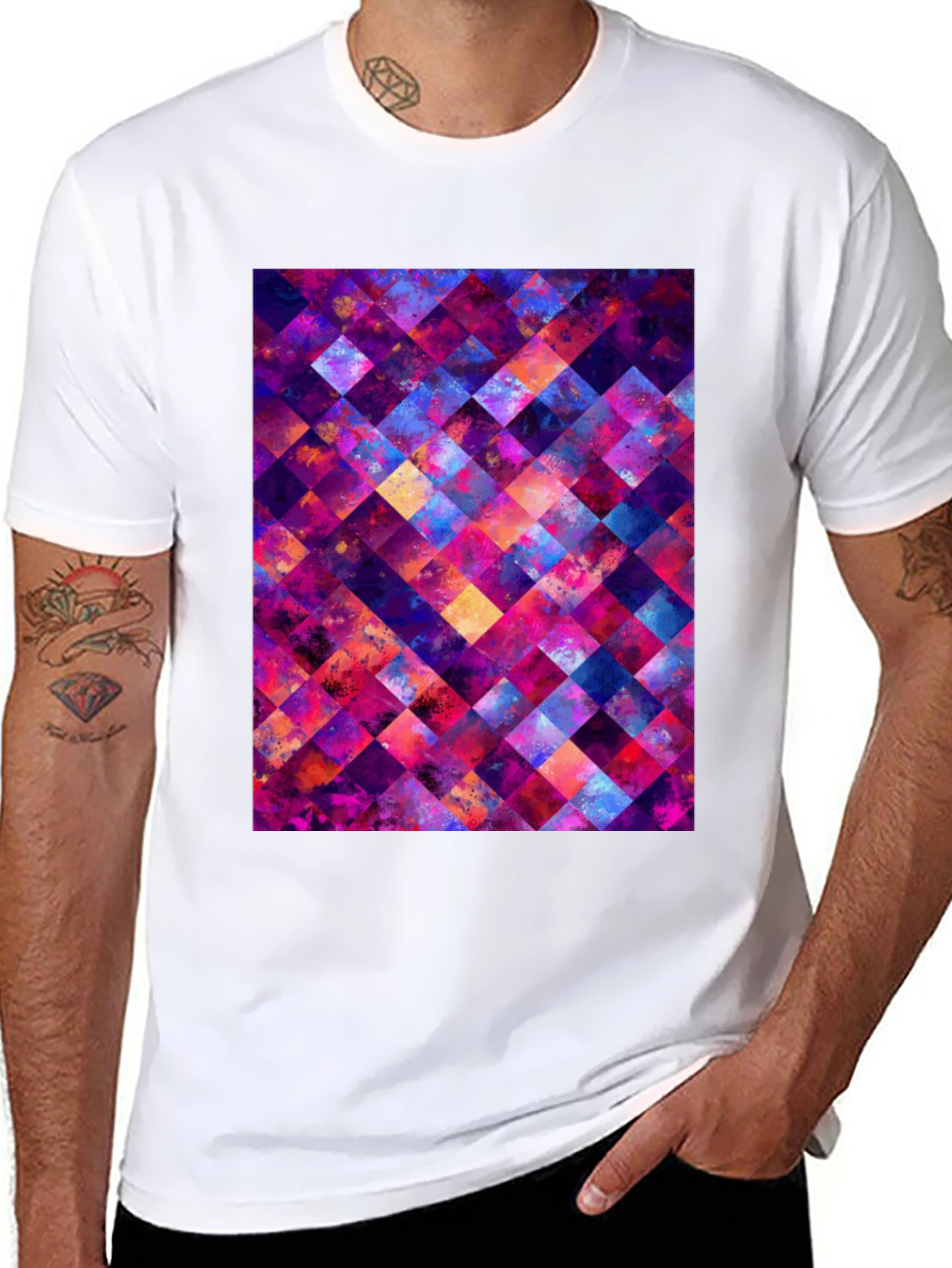 Abstract Geometric Squares Graphic T-Shirt