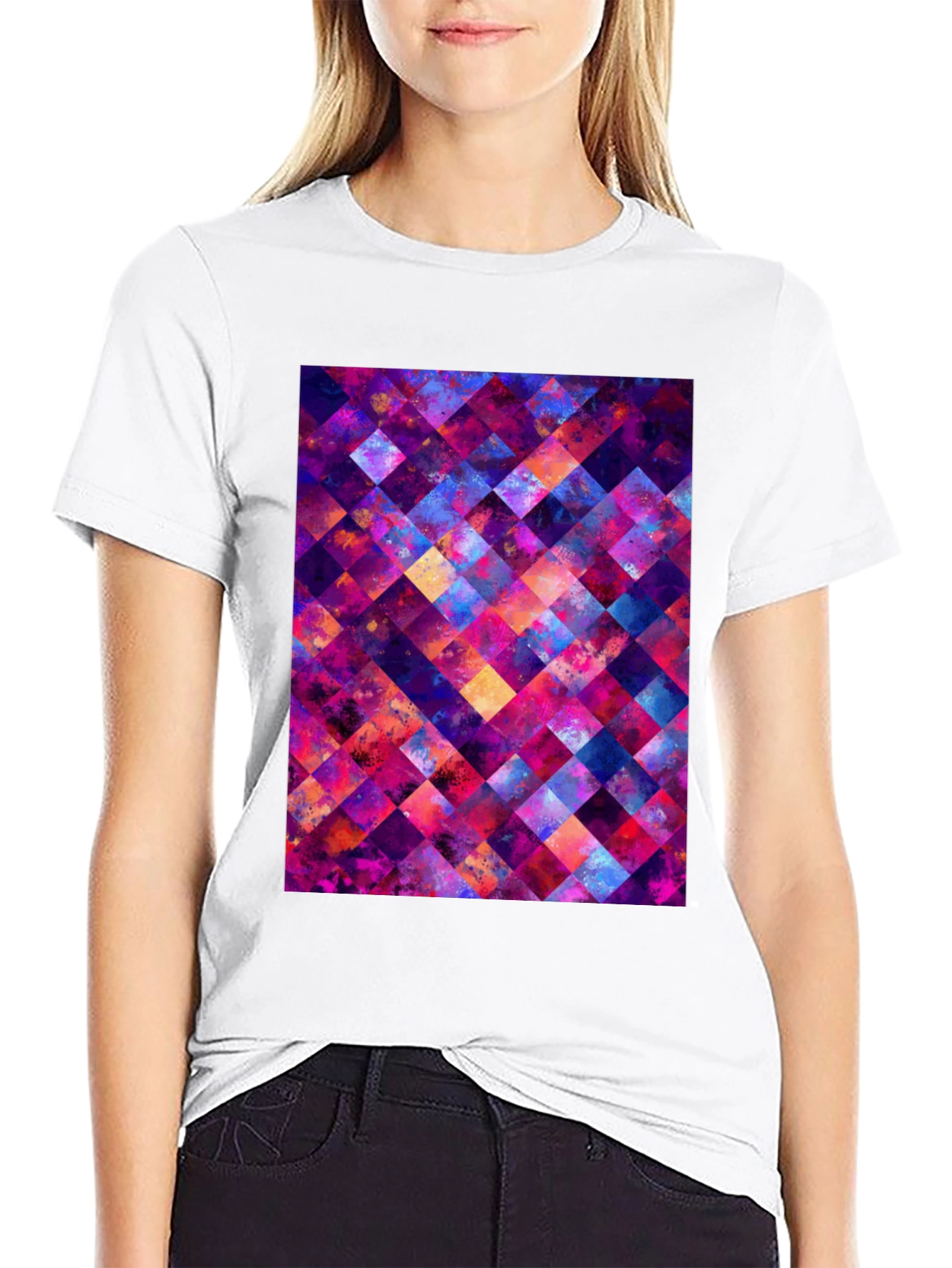 Abstract Geometric Squares Graphic T-Shirt