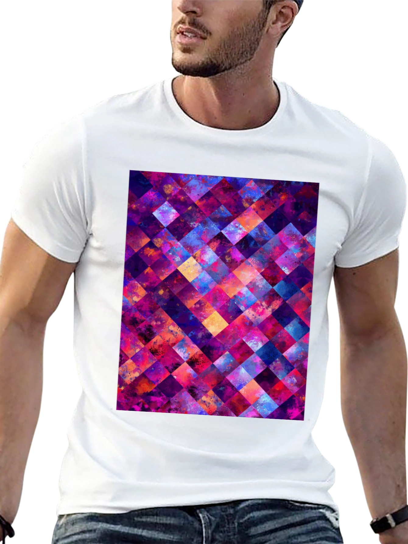 Abstract Geometric Squares Graphic T-Shirt