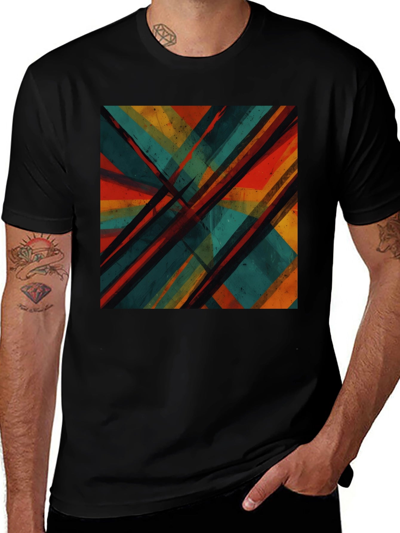 Abstract Geometric Black T-Shirt