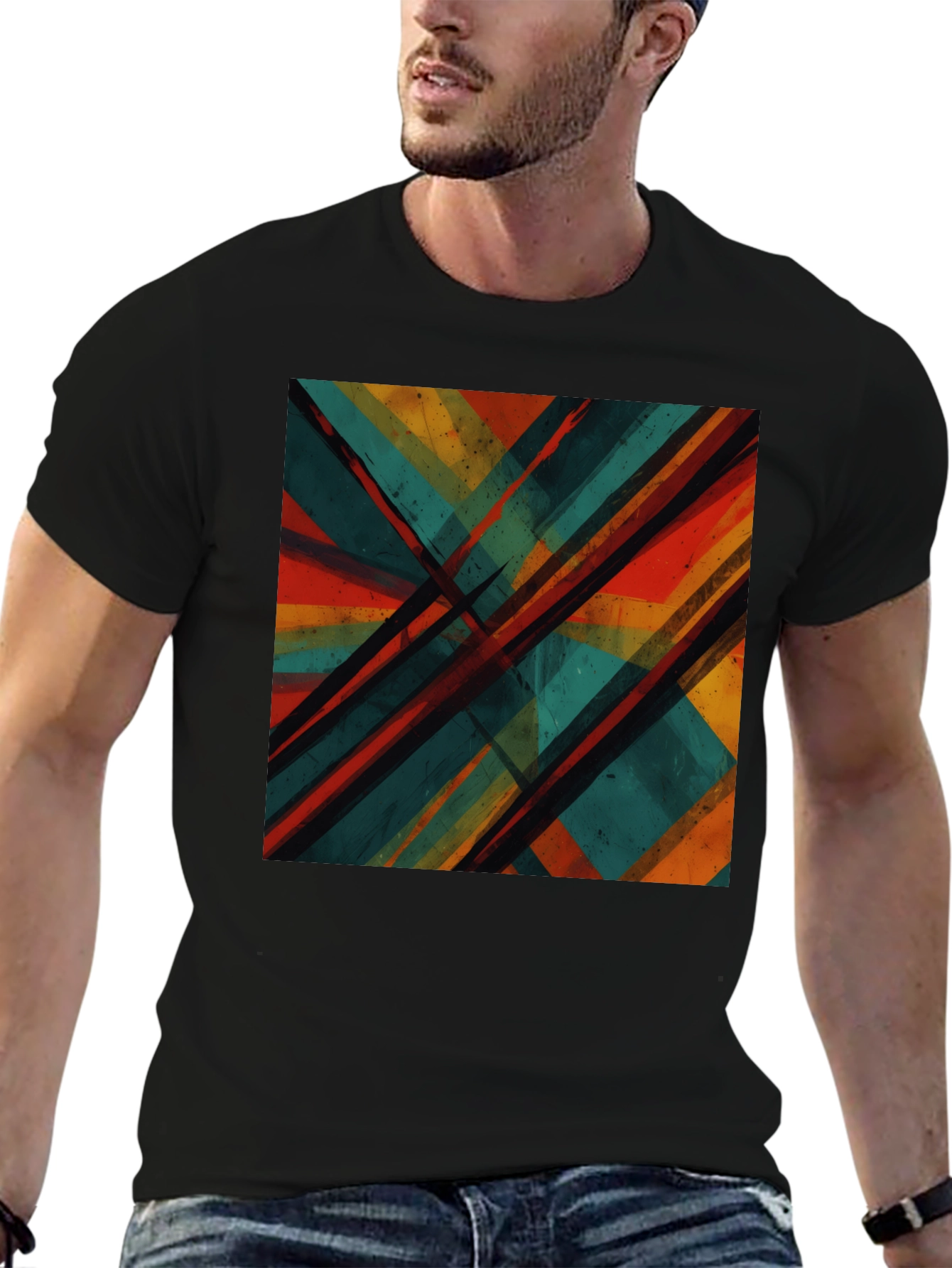 Abstract Geometric Black T-Shirt