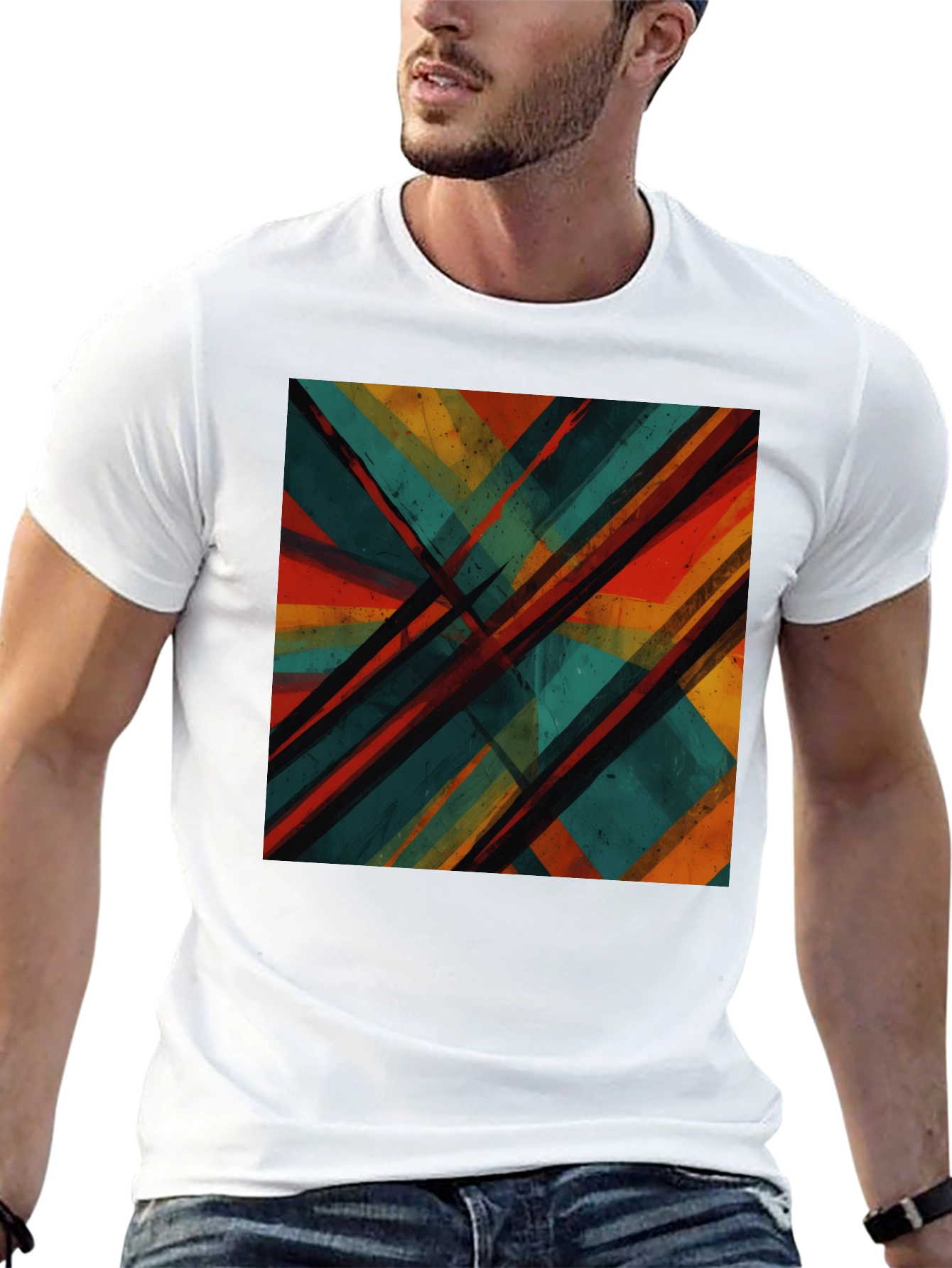 Abstract Geometric Black T-Shirt