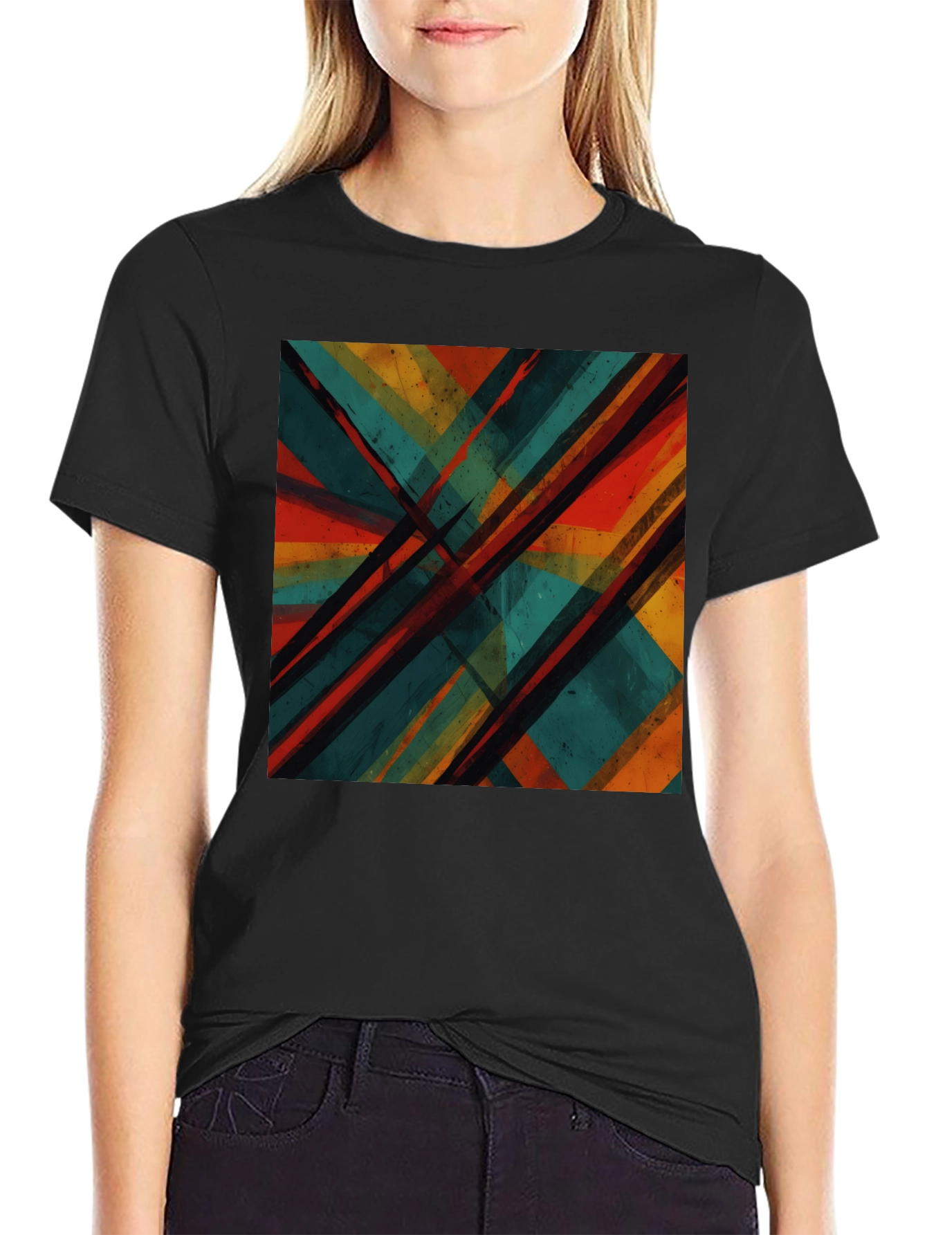 Abstract Geometric Black T-Shirt