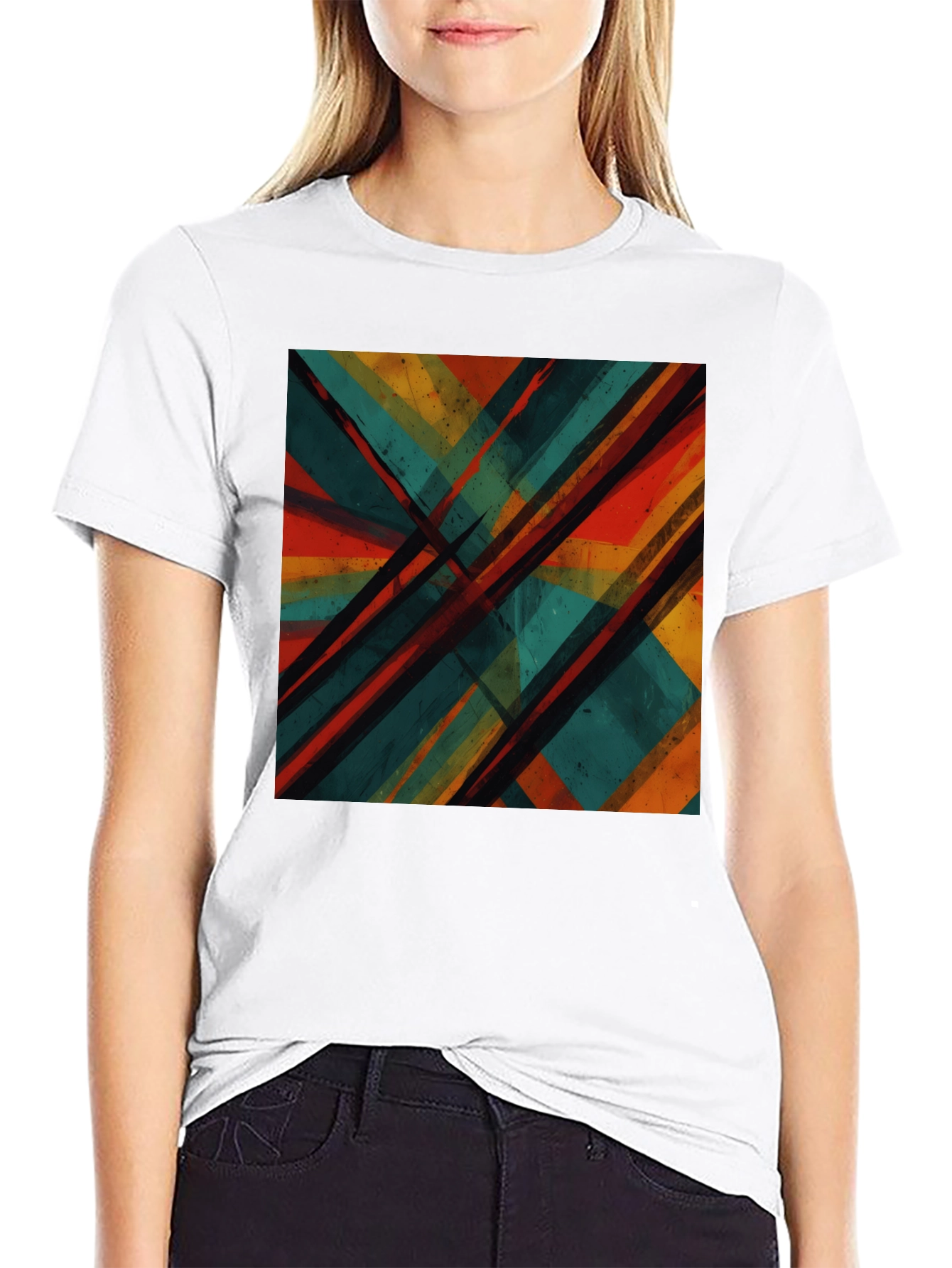 Abstract Geometric Black T-Shirt