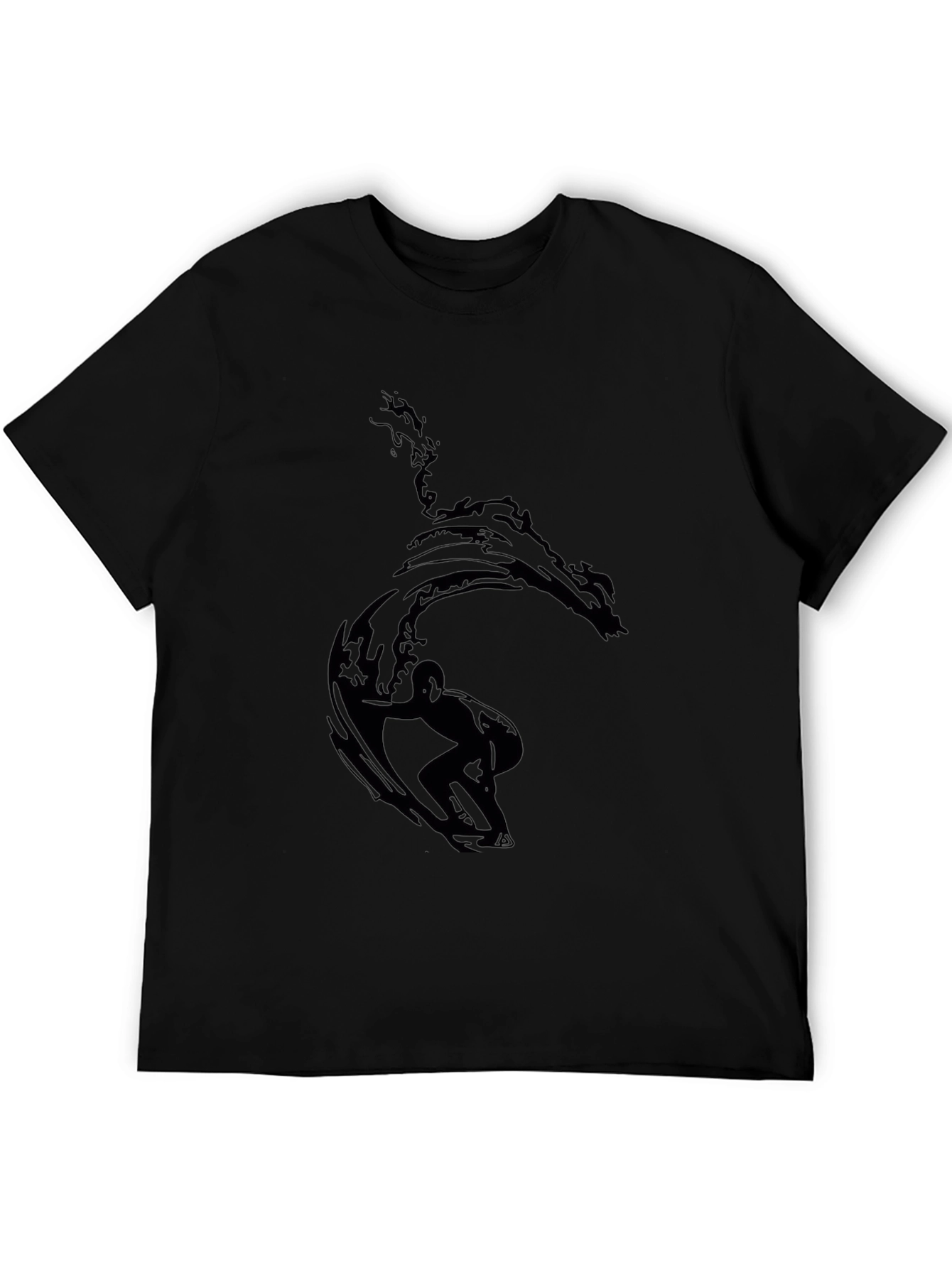 Surfer Wave Graphic Black T-Shirt