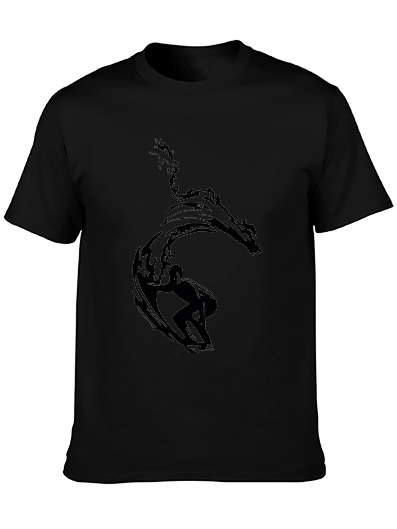 Surfer Wave Graphic Black T-Shirt