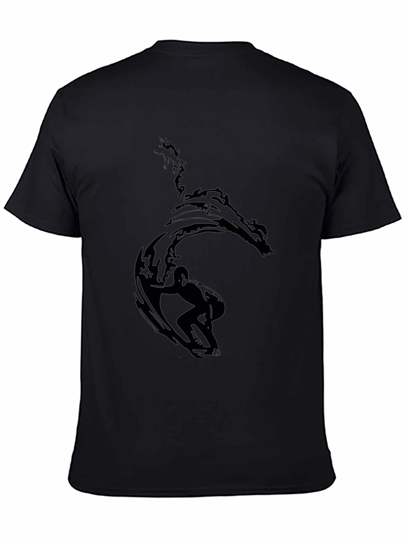 Surfer Wave Graphic Black T-Shirt