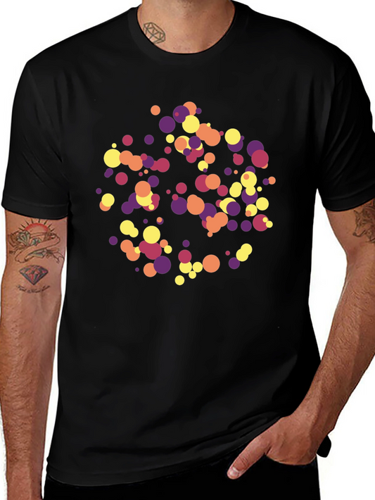 Abstract Circle Pattern Black T-Shirt