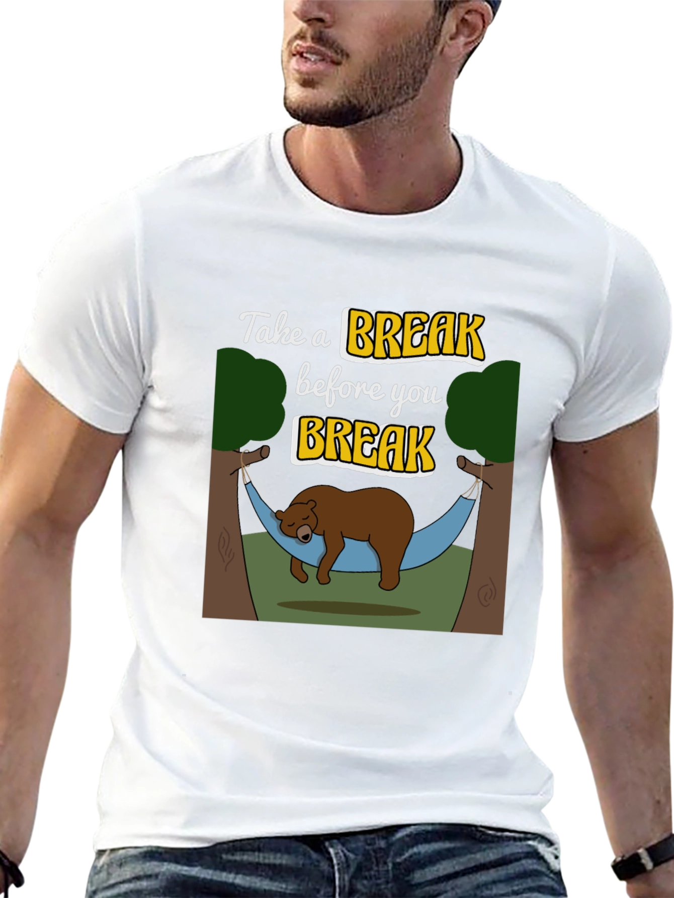 Take a Break T-Shirt - Relaxing Bear Hammock Design