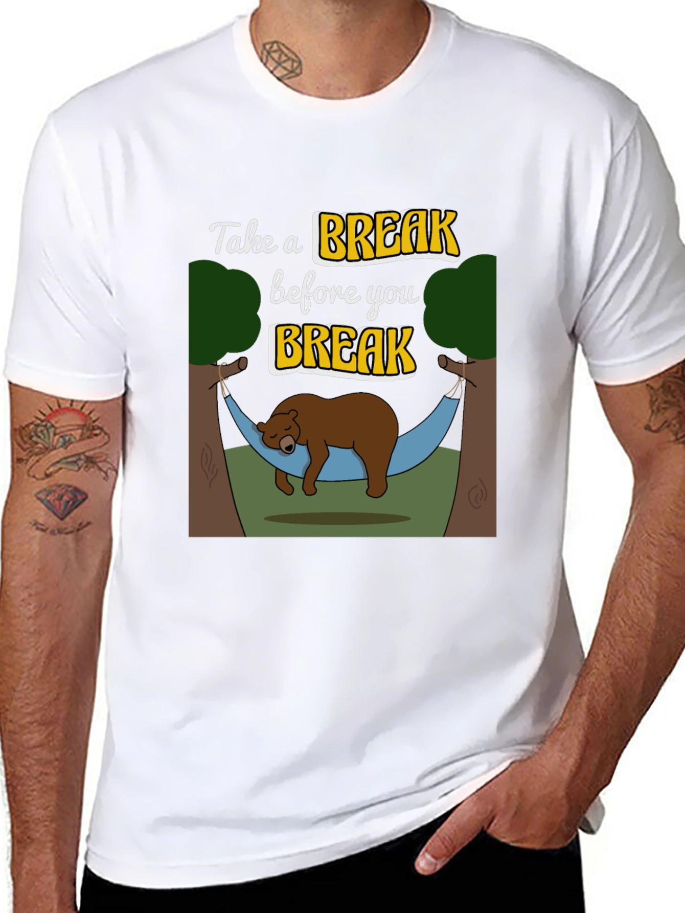 Take a Break T-Shirt - Relaxing Bear Hammock Design