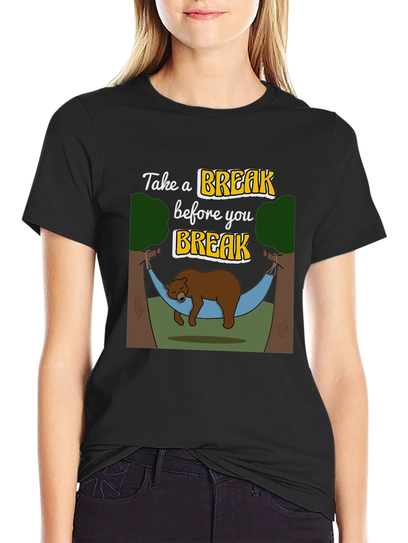 Take a Break T-Shirt - Relaxing Bear Hammock Design