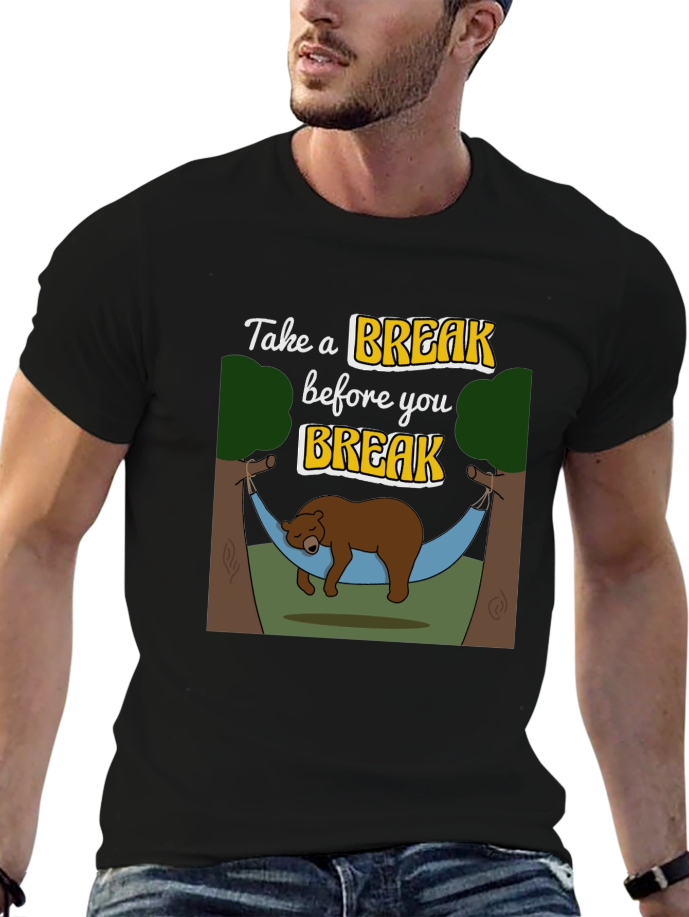 Take a Break T-Shirt - Relaxing Bear Hammock Design