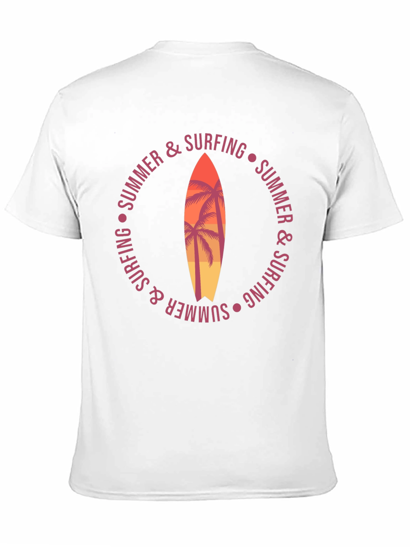 Summer Surfing Graphic T-Shirt Palm Tree Surfboard Tee