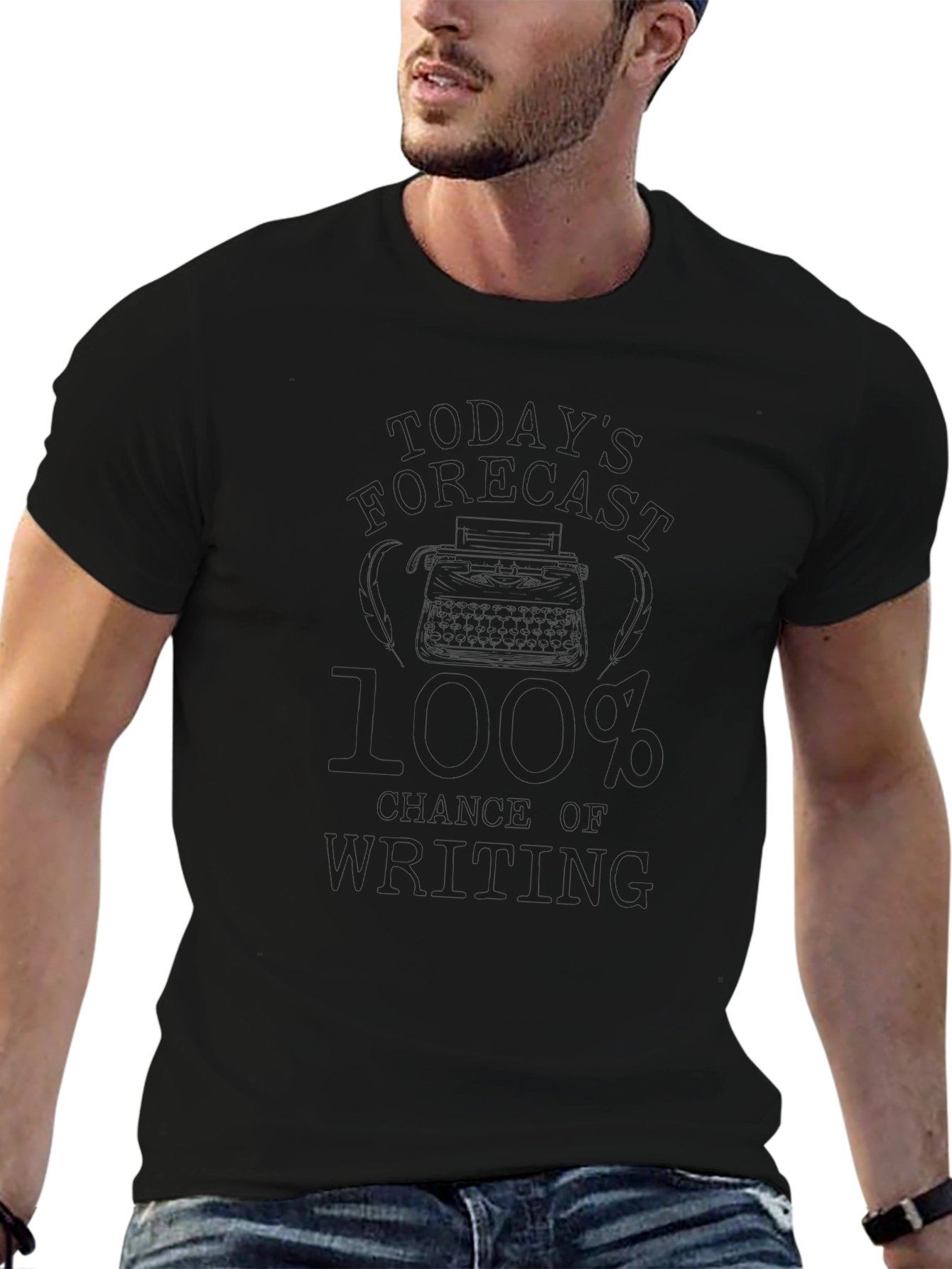 100% Chance of Writing Black T-Shirt
