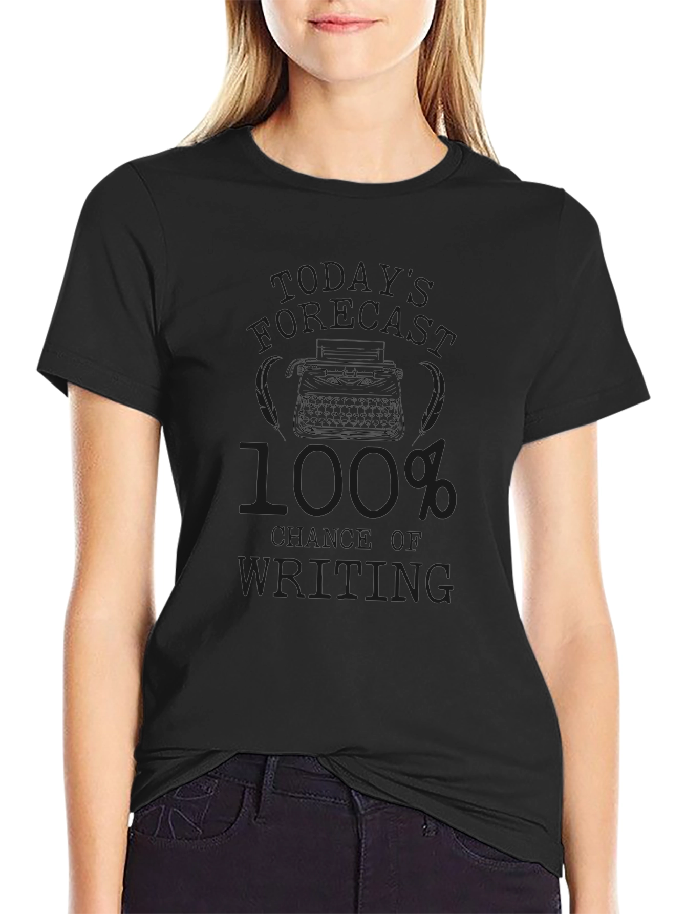 100% Chance of Writing Black T-Shirt