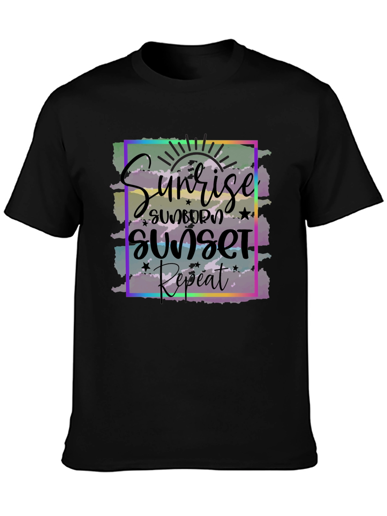 Sunrise Sunset Repeat Graphic Tee - Black