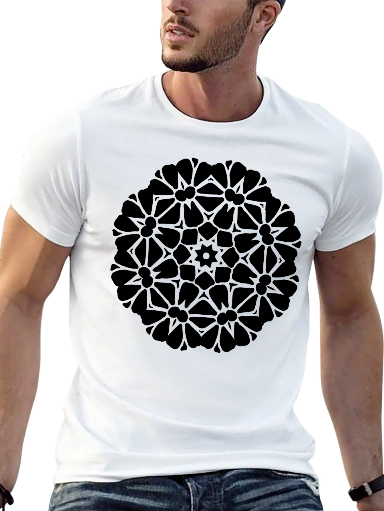 Abstract Mandala Black T-Shirt - Modern Graphic Tee
