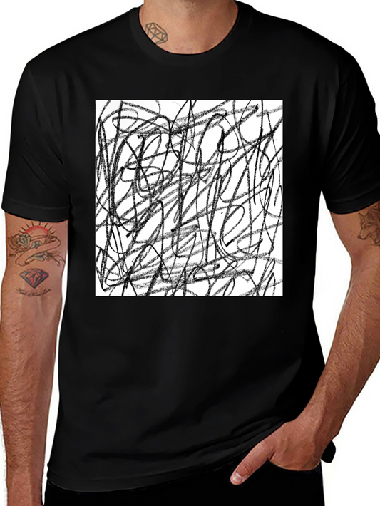 Abstract Lines Graphic Black Tee