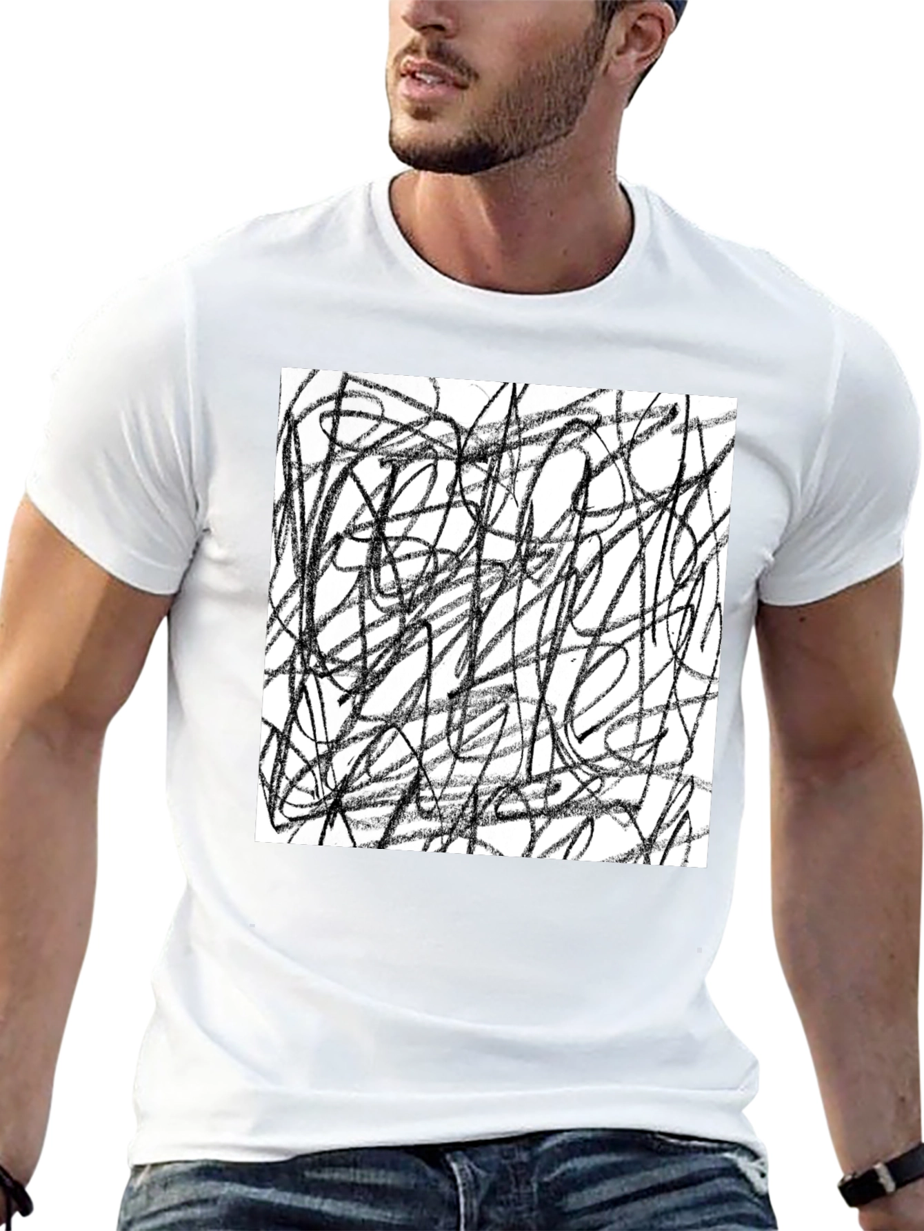 Abstract Lines Graphic Black Tee